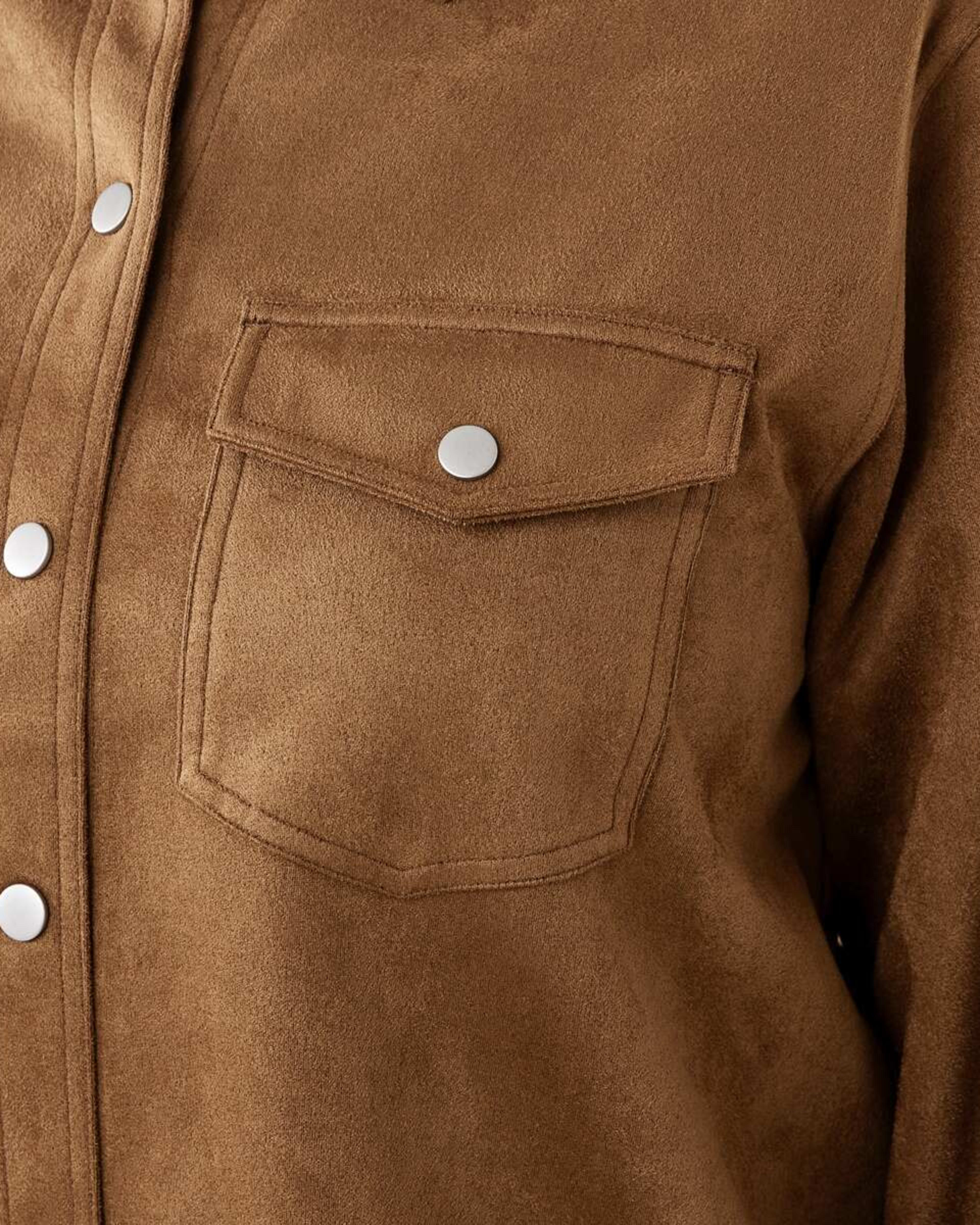 7 Long Sleeve Suedette Shirt Deep Camel, 7 of 8