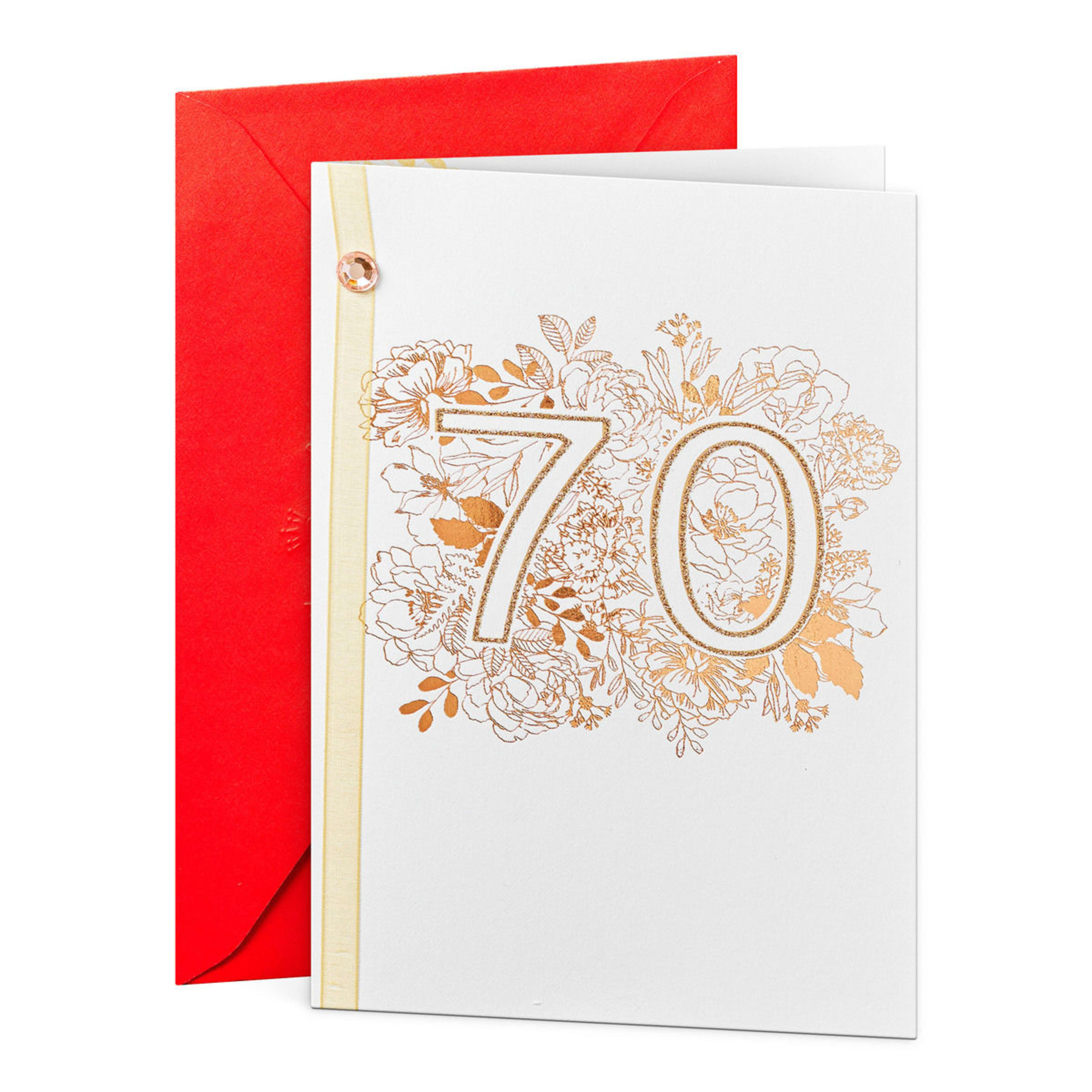 1 Hallmark Birthday Card for Age 70 - Rose Gold
