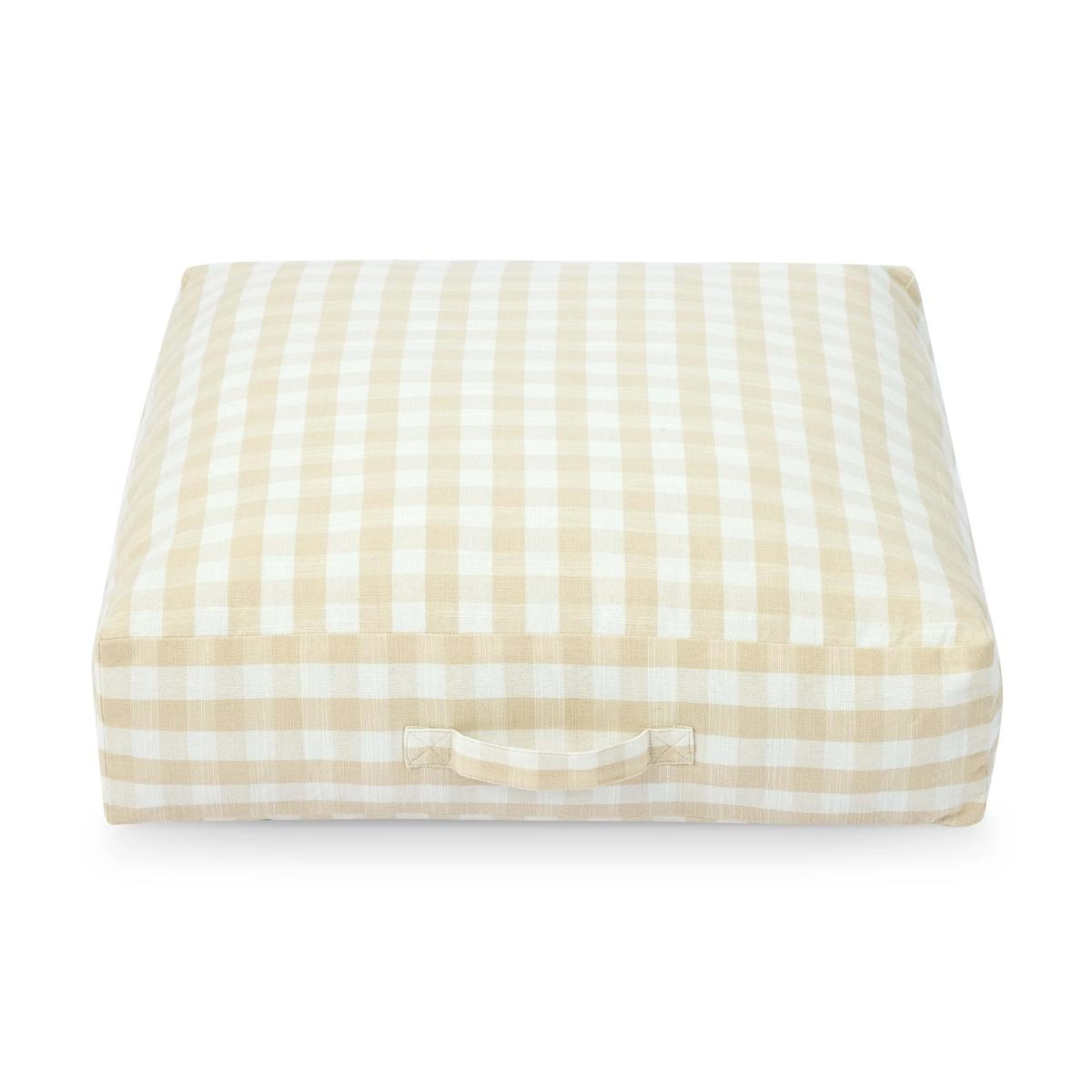 1 60cm Gingham Floor Cushion - Beige