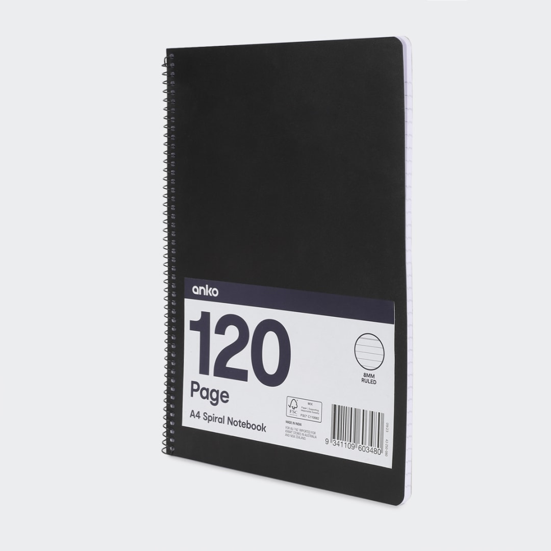 A4 Spiral Notebook Black Kmart