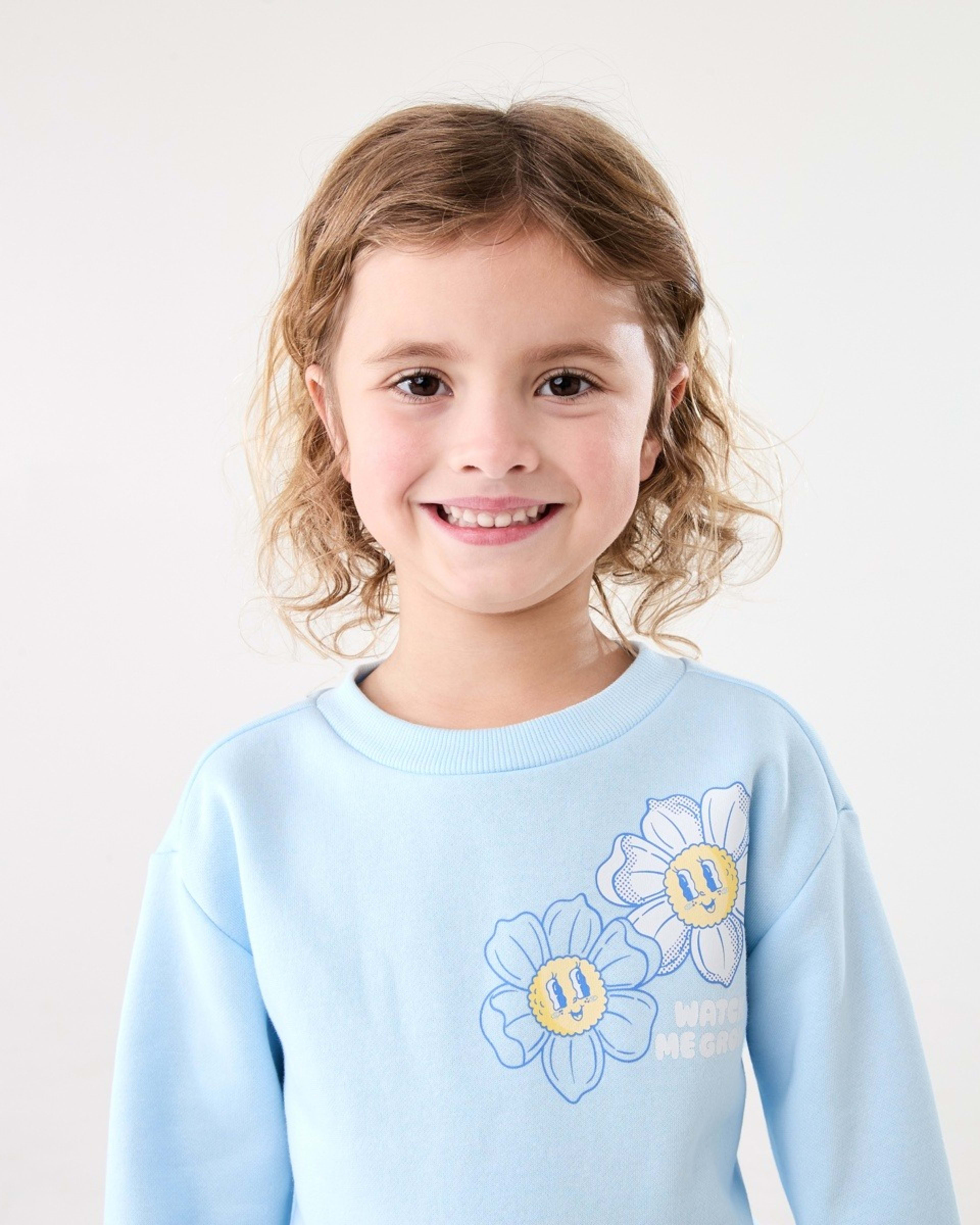 3 Print Crew Neck Sweatshirt WATCH ME GROW BLUE, 3 of 7