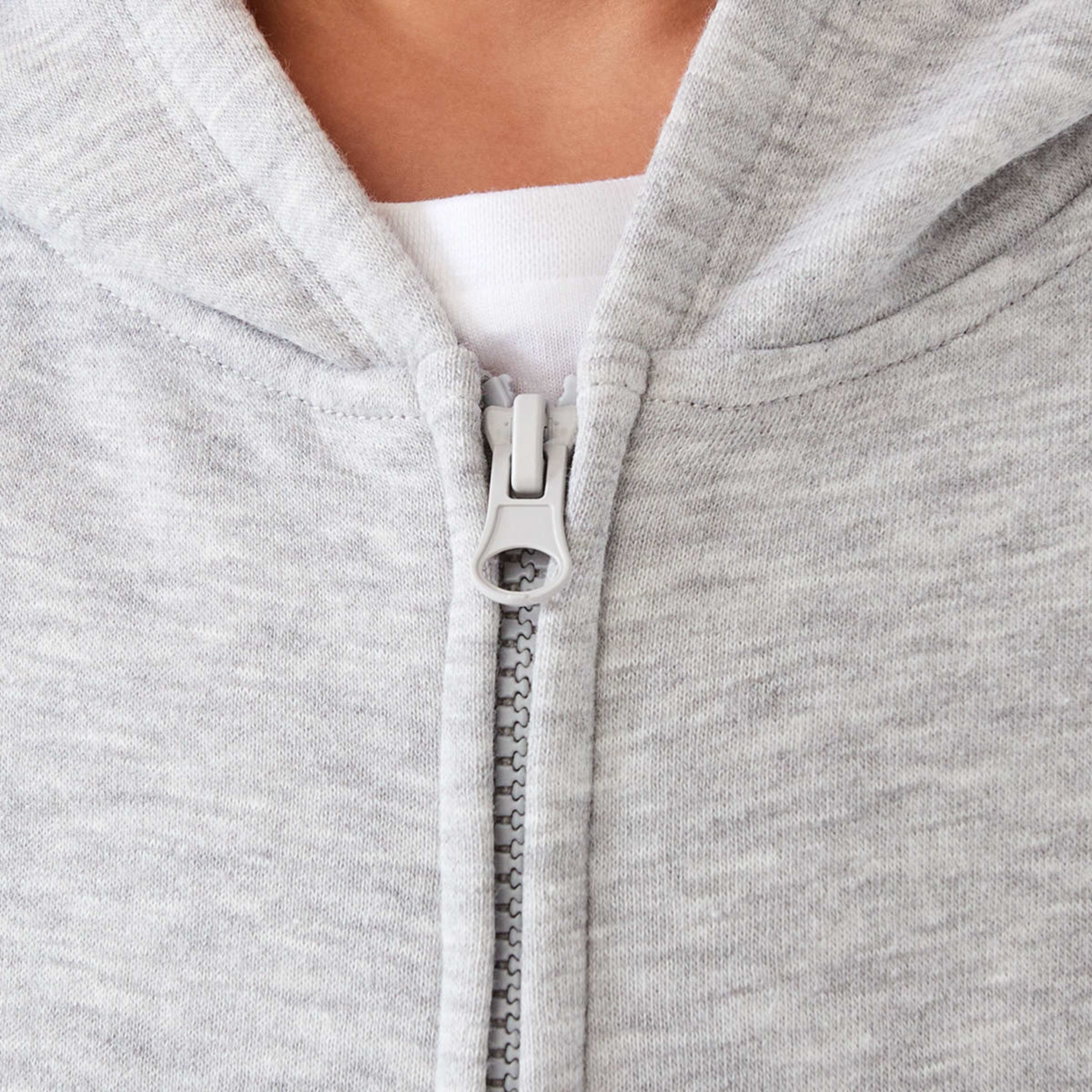 4 Plain Zip Through Hoodie Grey Marle, 4 of 10