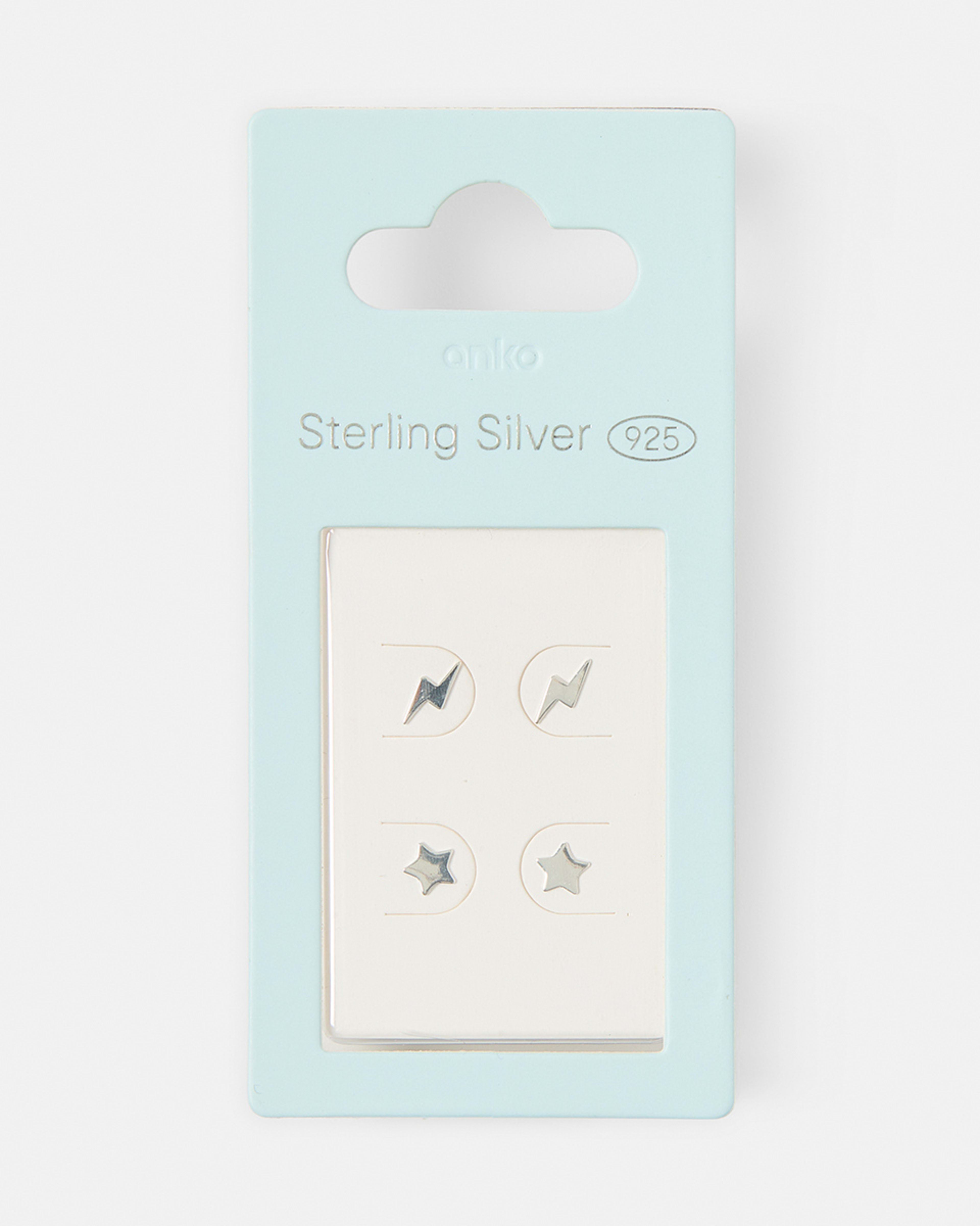 5 2 Pack Sterling Silver Star and Bolt Stud Earrings Silver, 5 of 5
