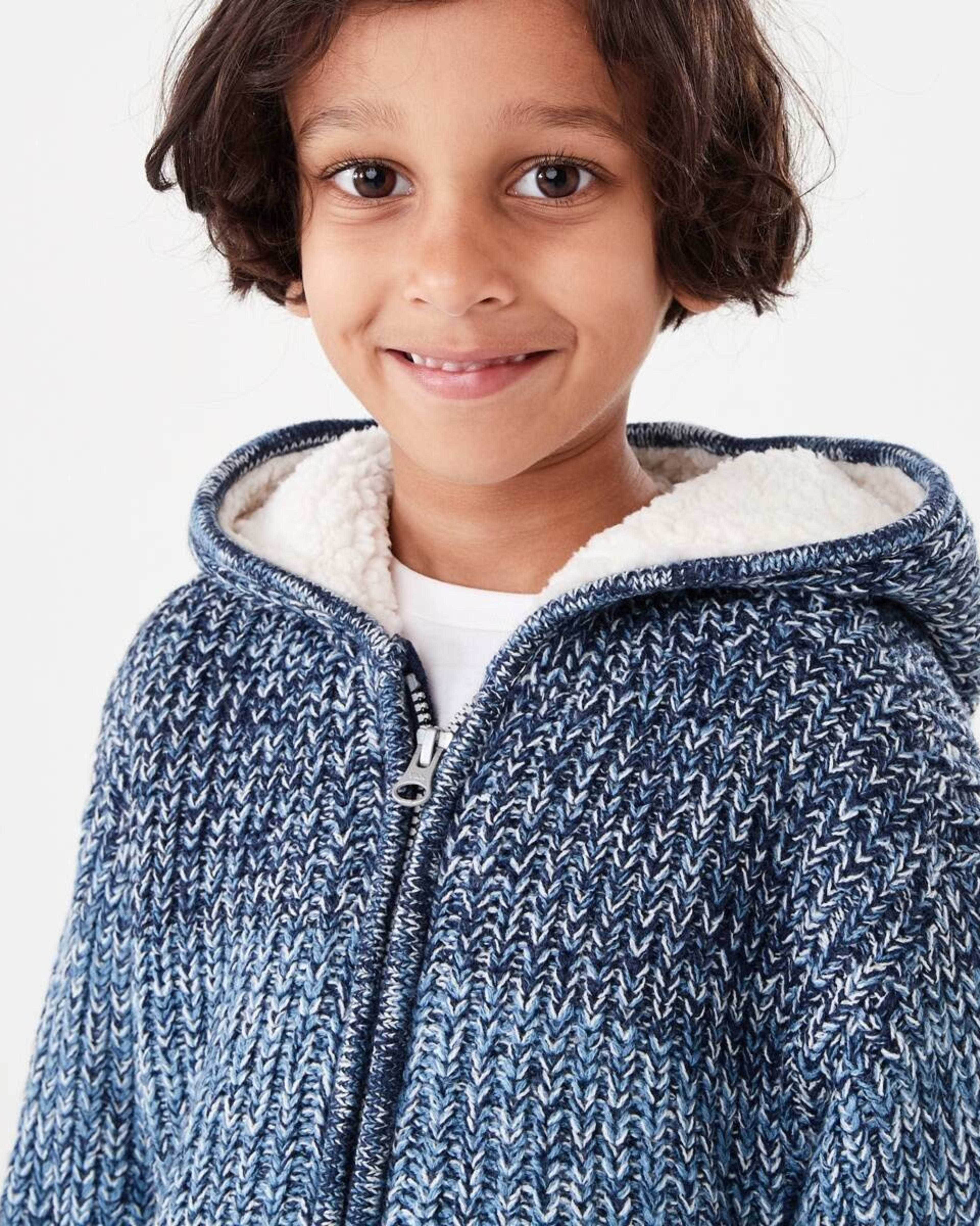 4 Sherpa Knit Hoodie Nvy Twist, 4 of 9