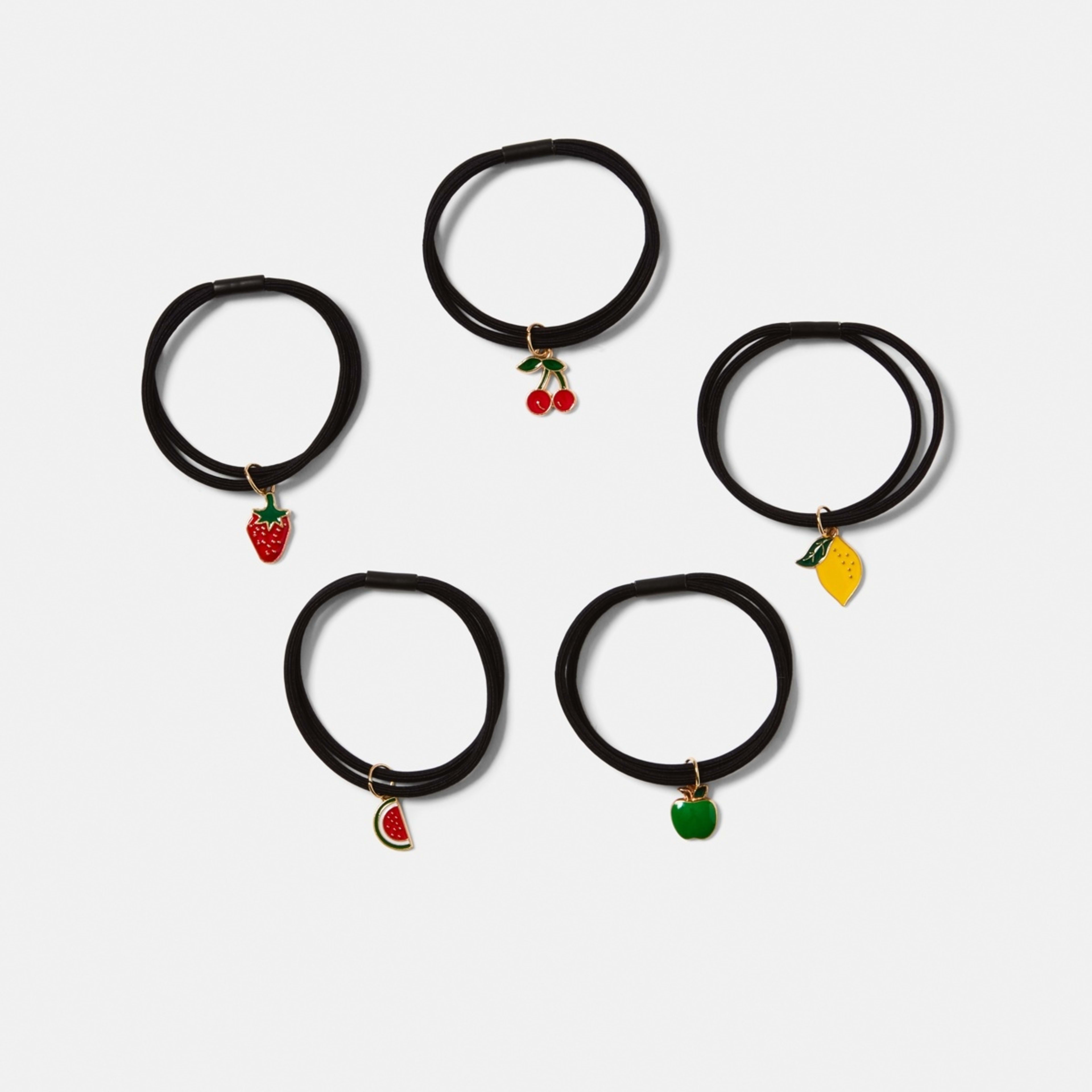 1 5 Pack Fruit Charm Hair Ties
