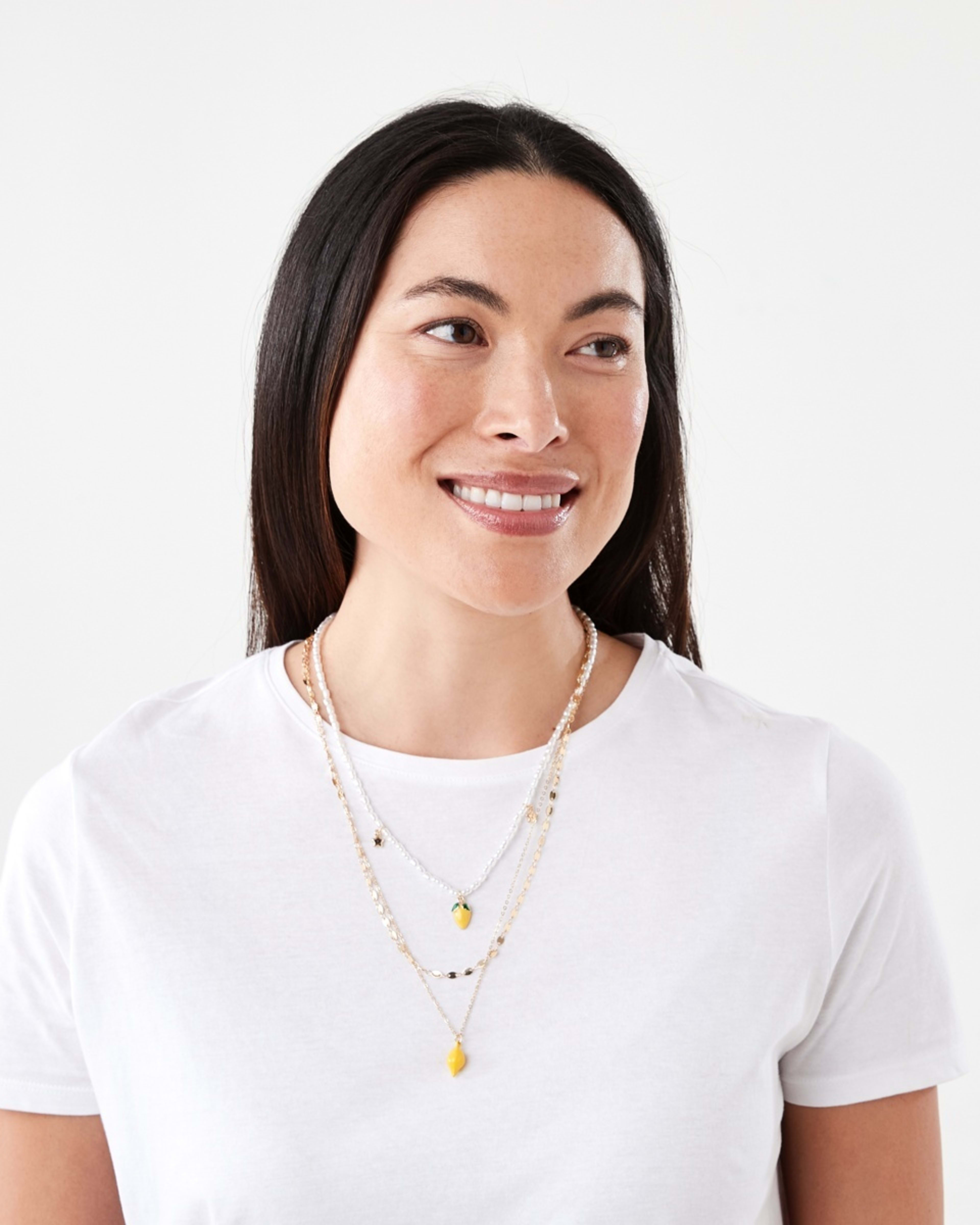 3 3 Pack Lemon Necklace - White, Yellow, Green and Gold Tone Gold, 3 of 4