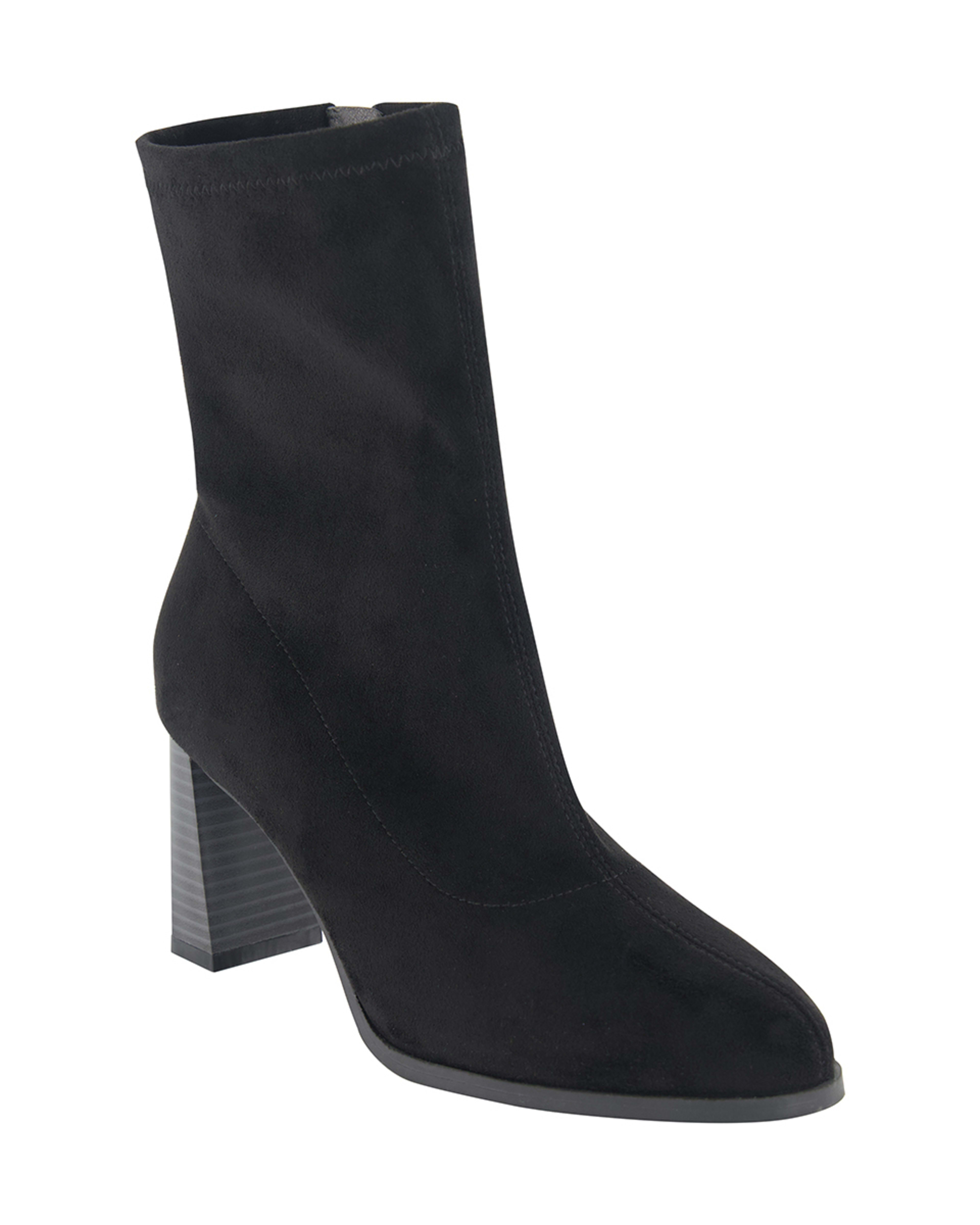 PU Microsuede Block Heel Boots - Kmart