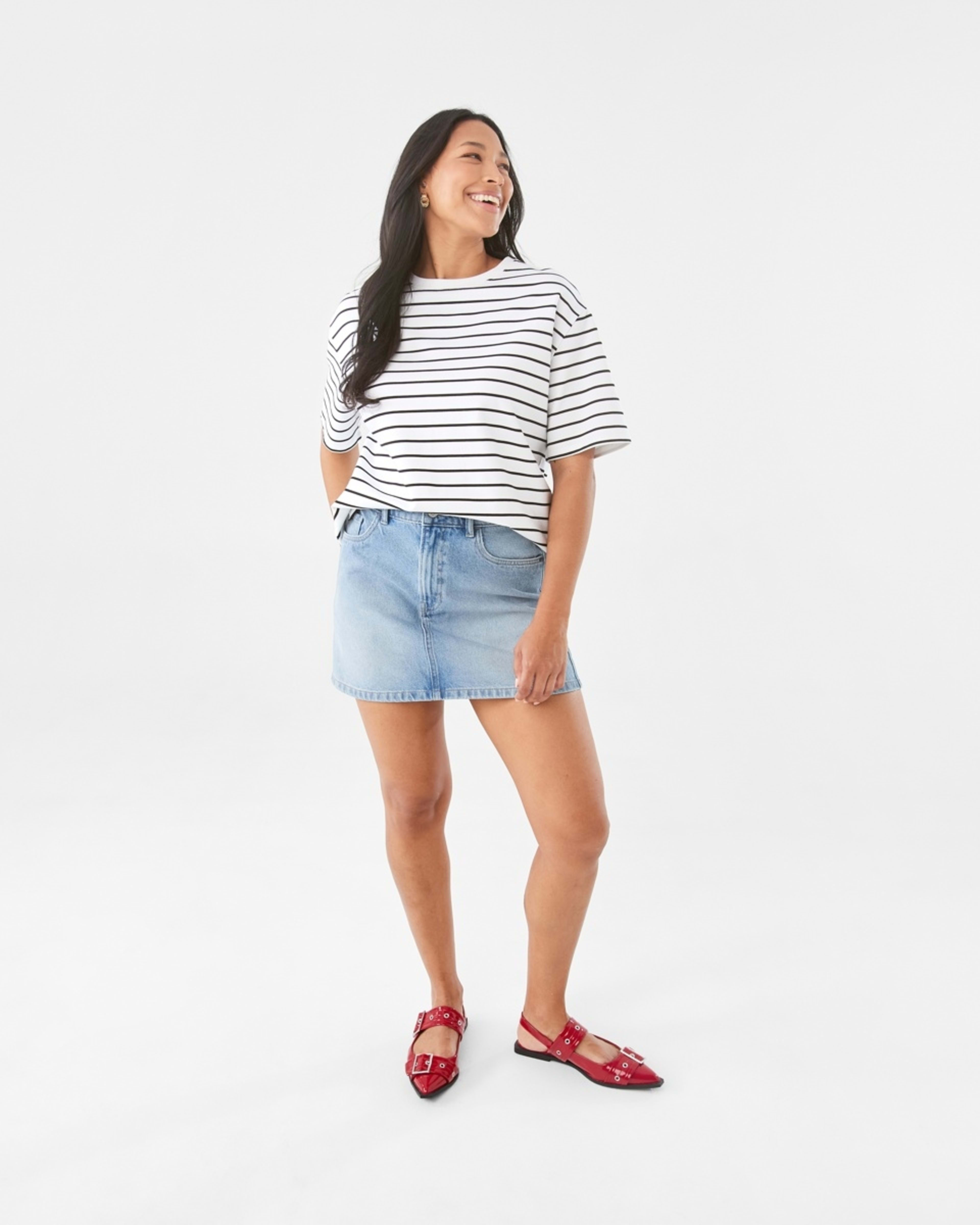 3 Denim A-line Mini Skirt Light Wash, 3 of 7