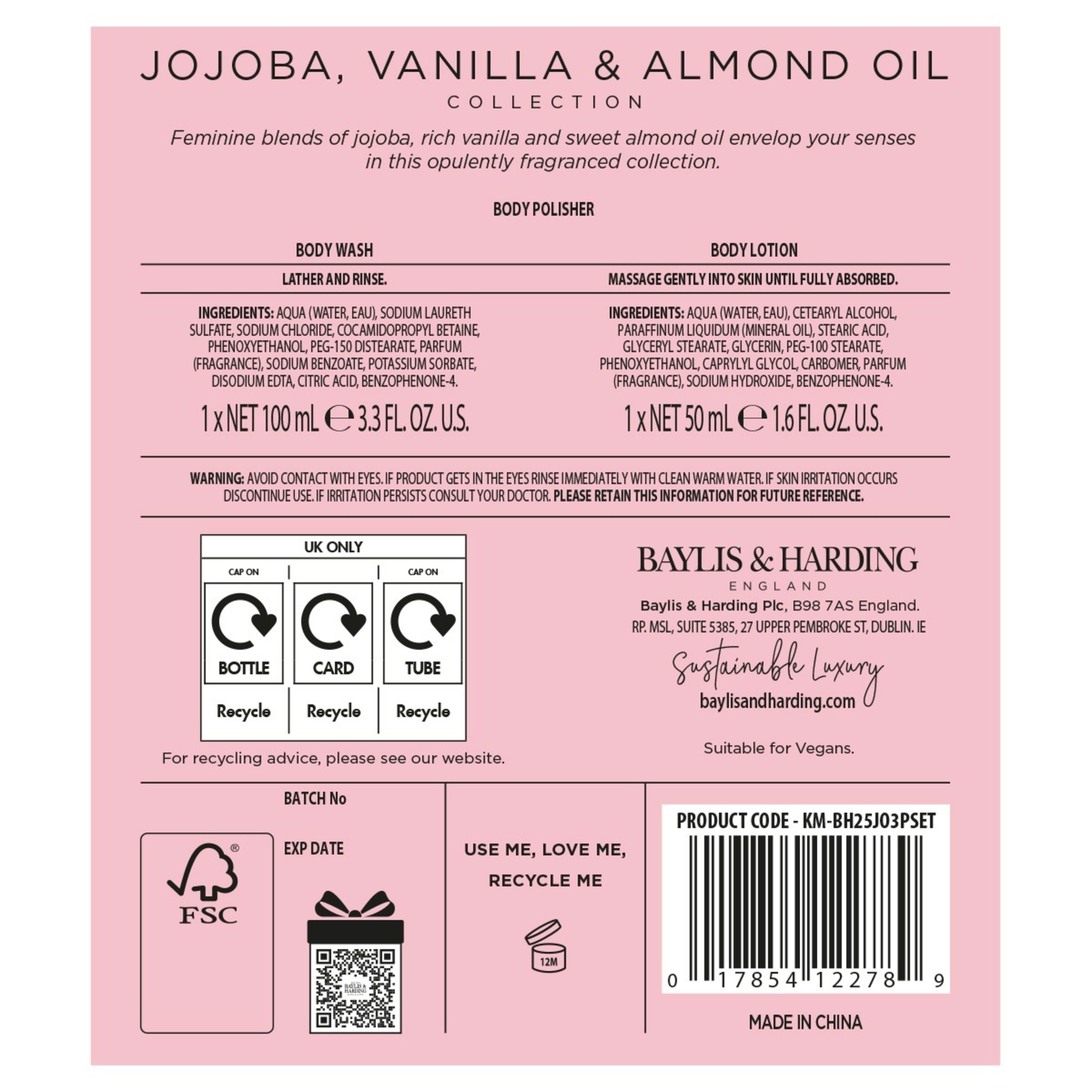 3 Baylis & Harding Signature Collection Gift Set - Jojoba, Vanilla and Almond Oil, 3 of 4