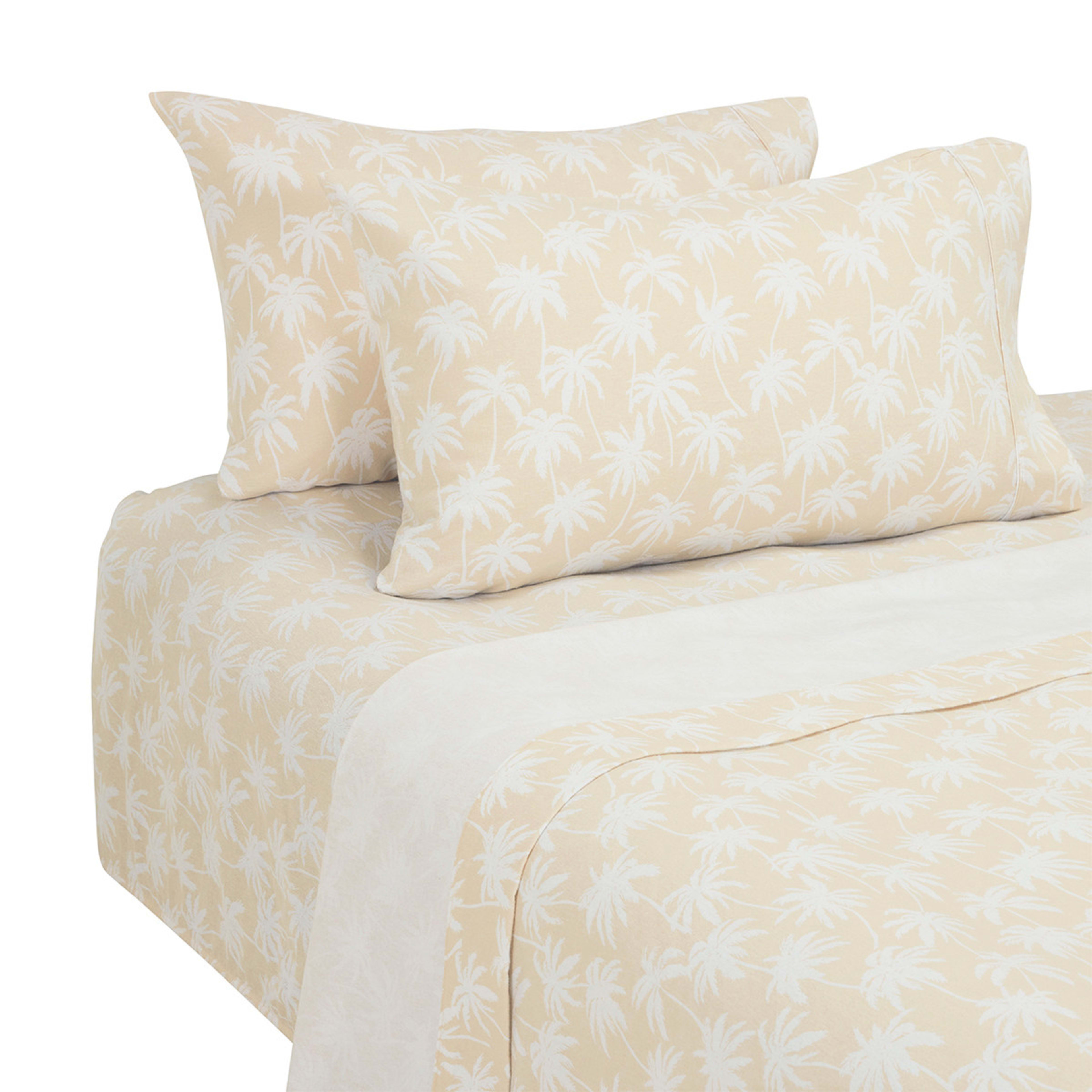 Palm Cotton Flannelette Sheet Set Queen Bed Kmart