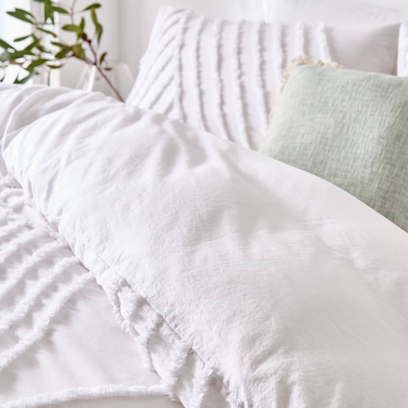 Tarni Cotton Quilt Cover Set King Bed, White Kmart