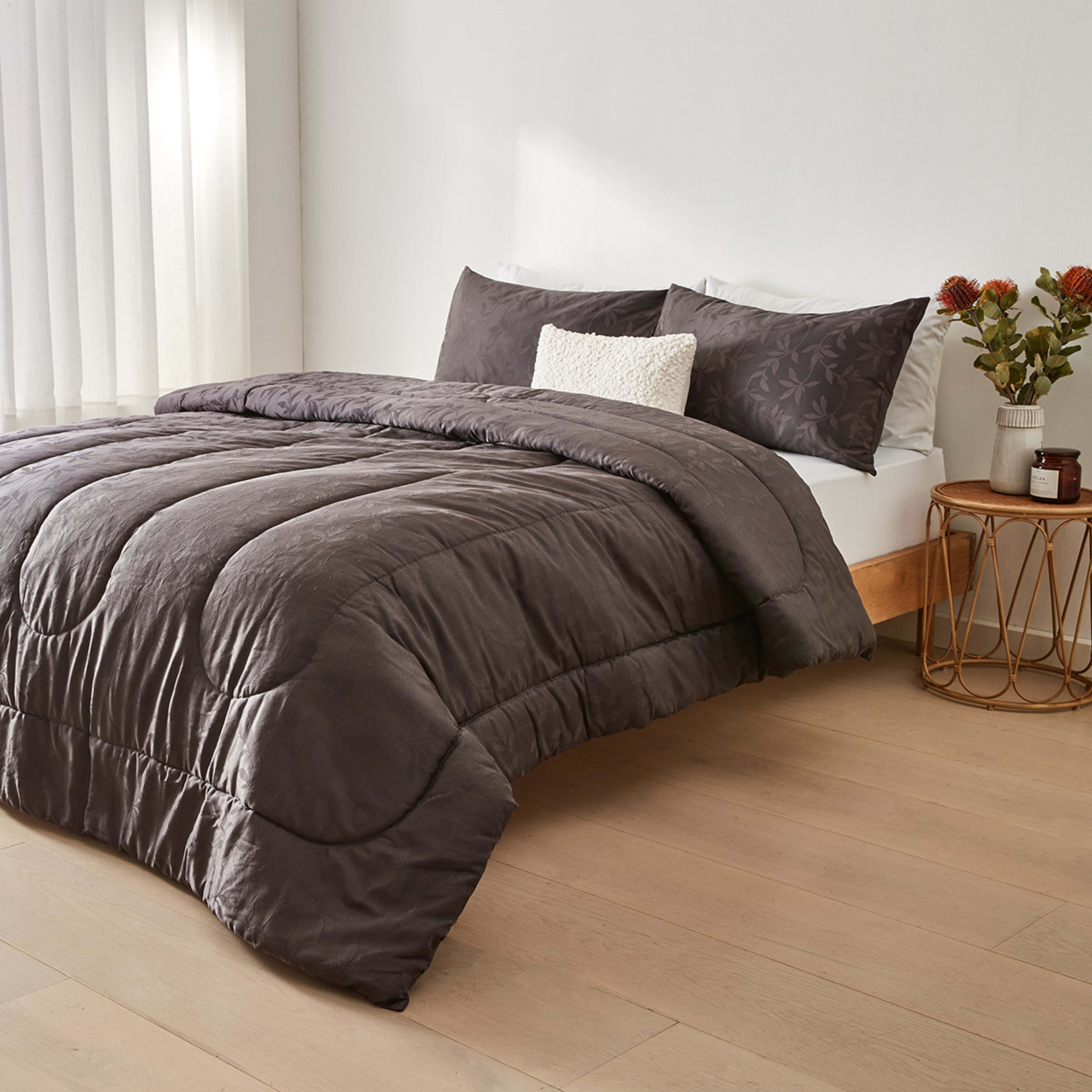 Mya Comforter Set King Bed, Charcoal Kmart