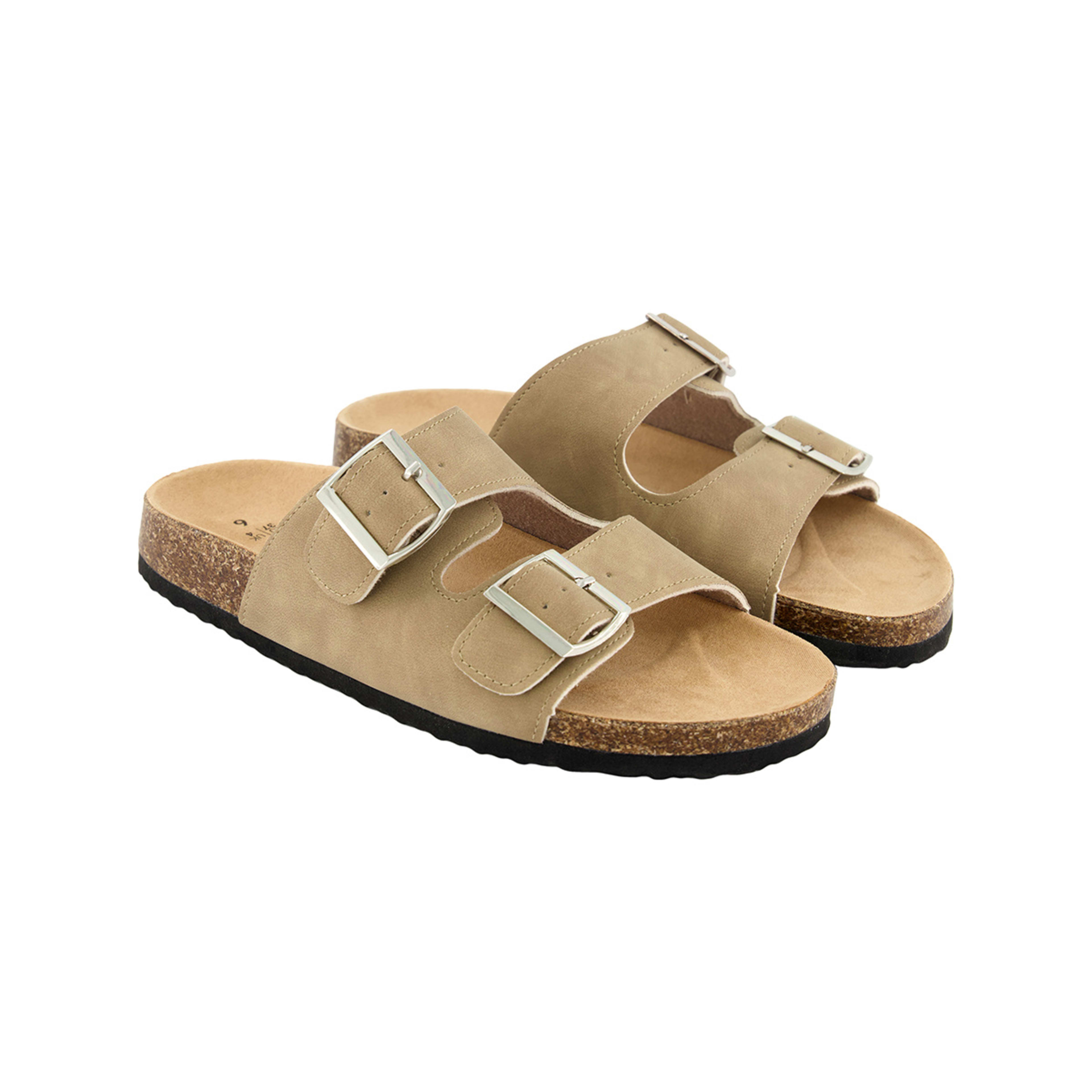 2 Double Buckle Footbed Slides Oat Beige, 2 of 4