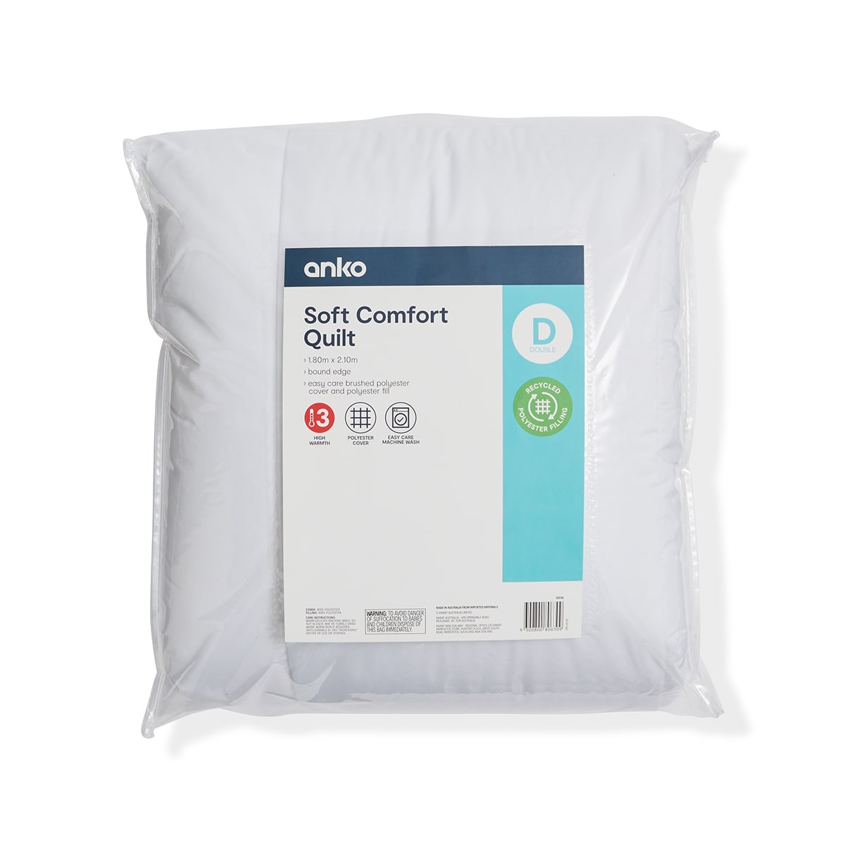 High Warmth Soft Comfort Quilt Double Bed White Kmart