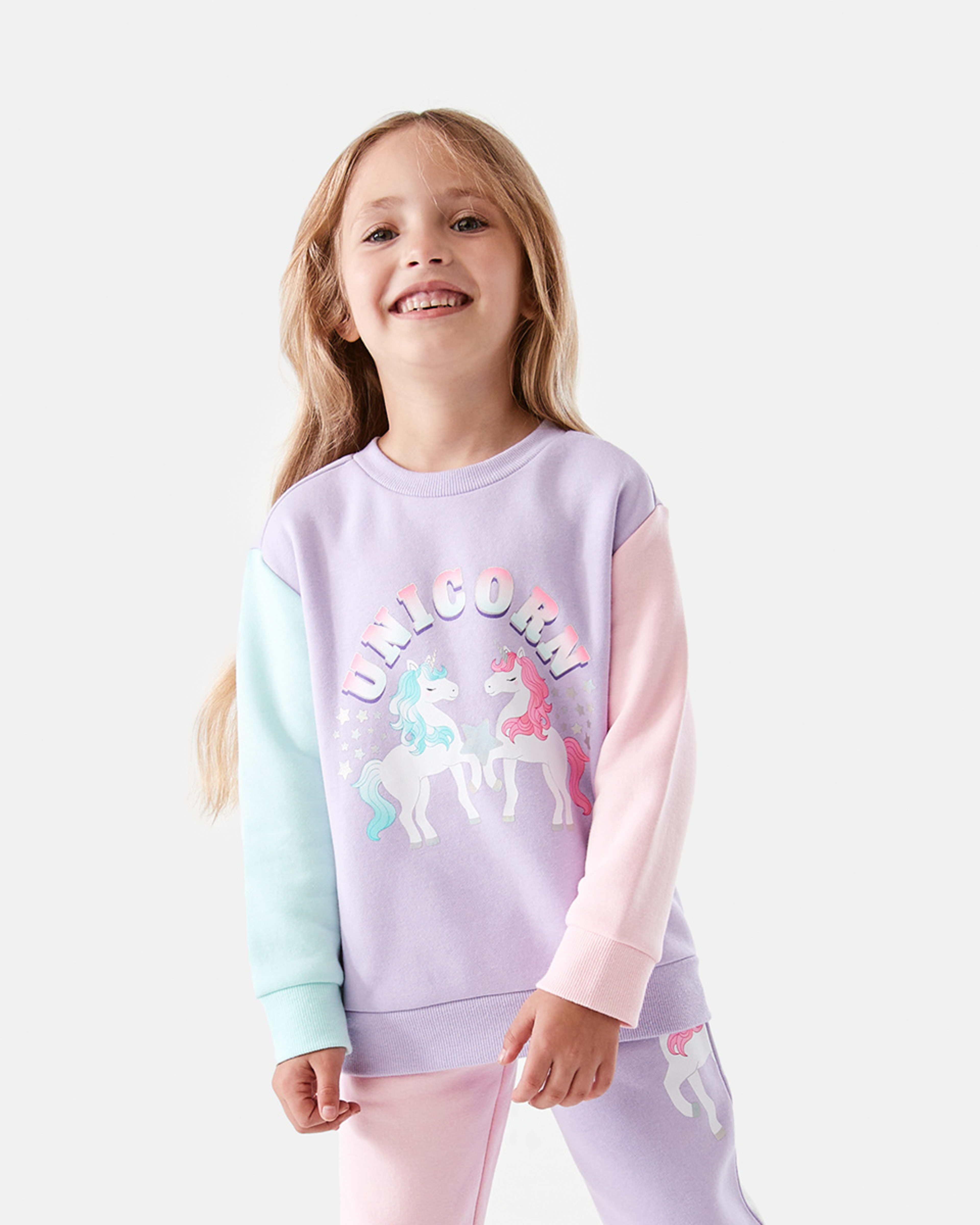 1 Print Crew Neck Sweatshirt Unicorn, 1 of 8