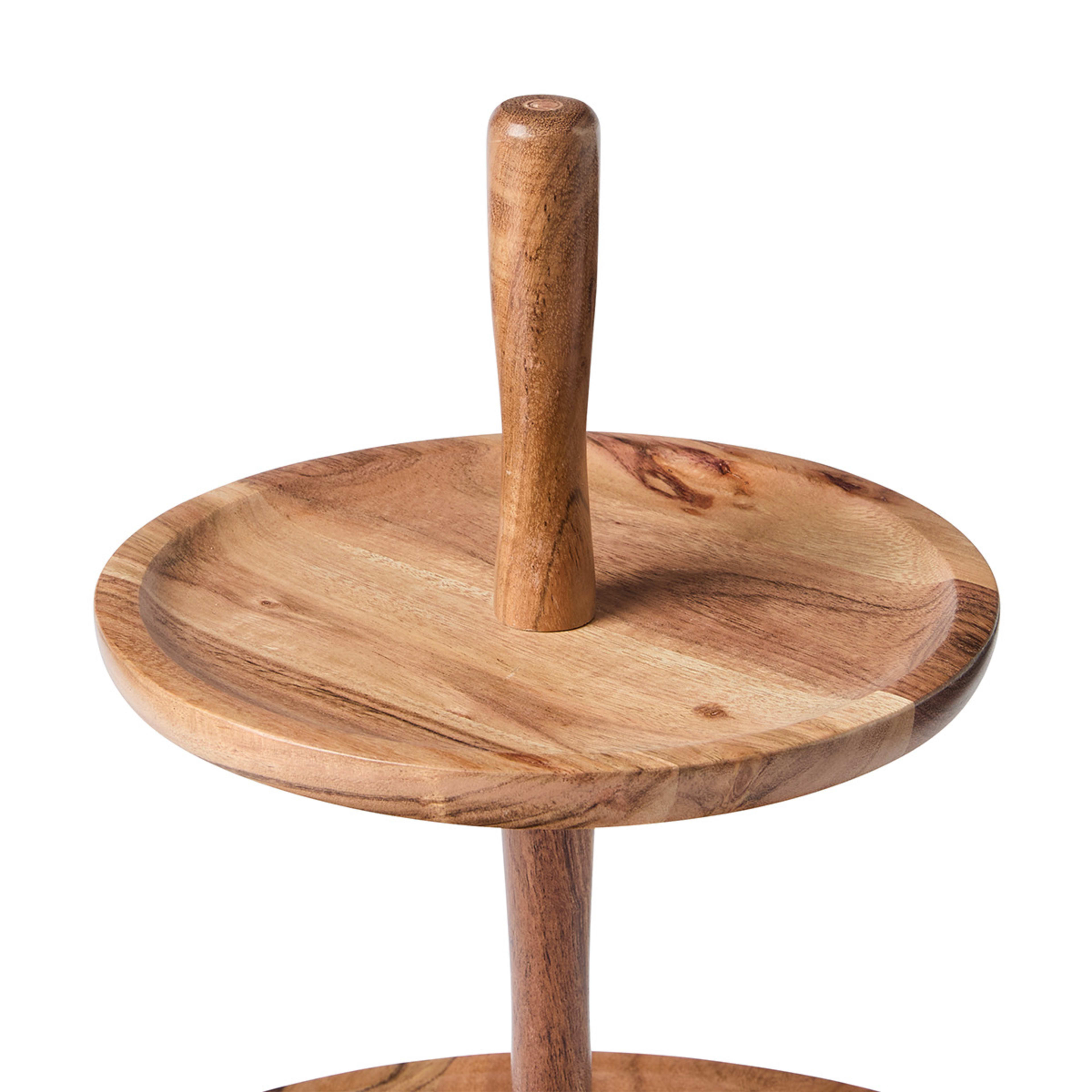 4 2 Tier Acacia Cake Stand - Brown, 4 of 8