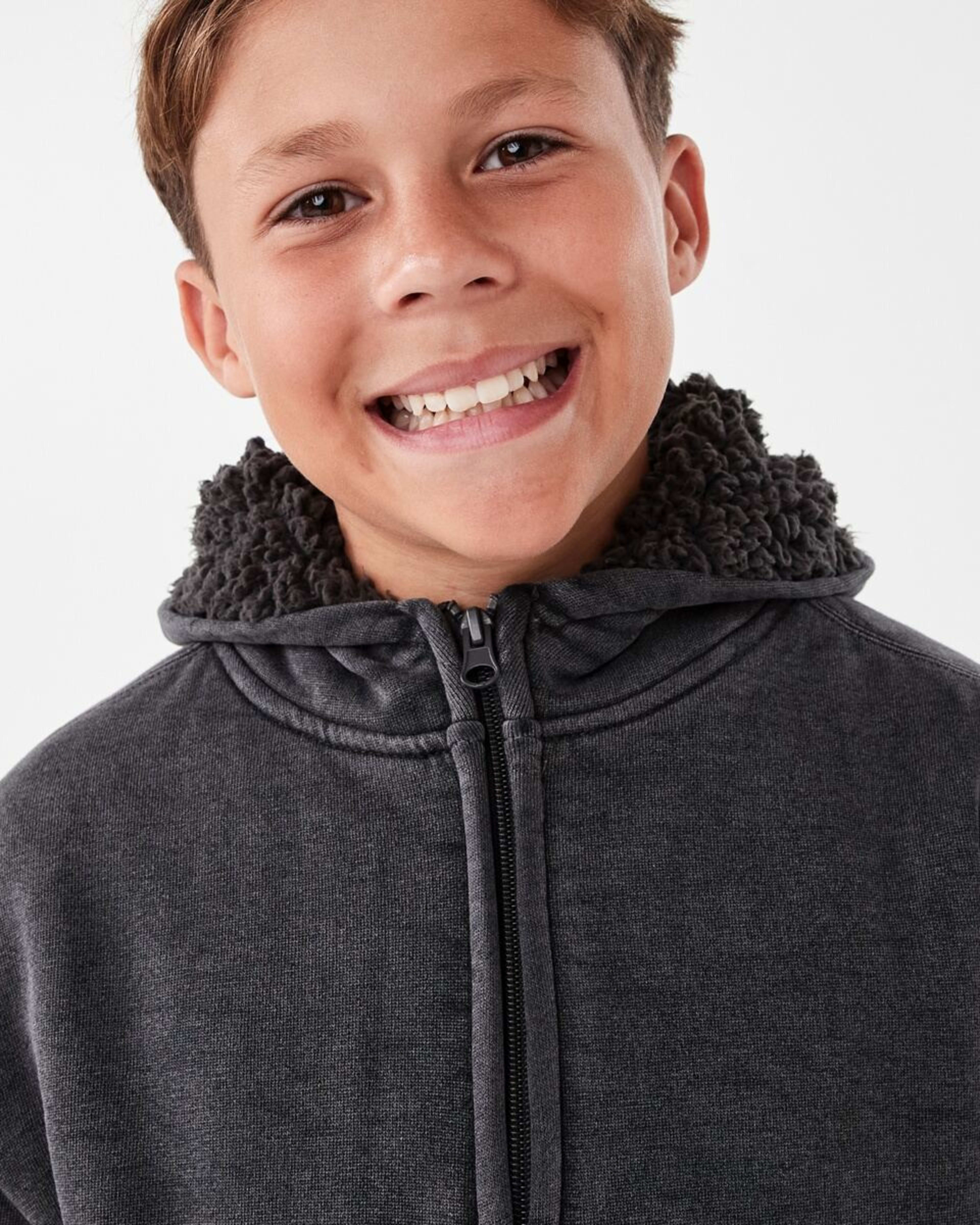 4 Sherpa Lined Zip Through Hoodie Dark Magnet, 4 of 8