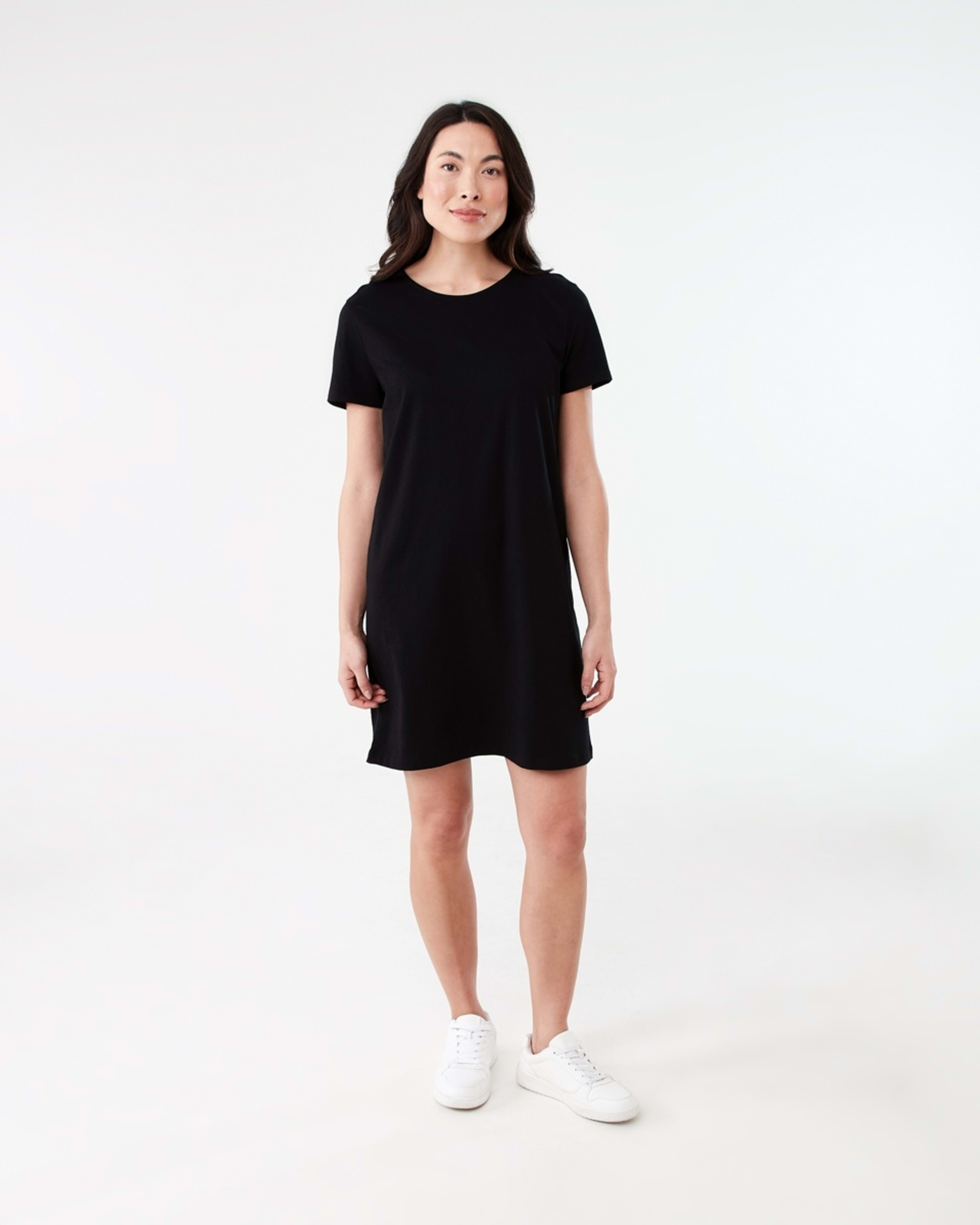 6 Short Sleeve Relaxed T-shirt Mini Dress BLACK, 6 of 6