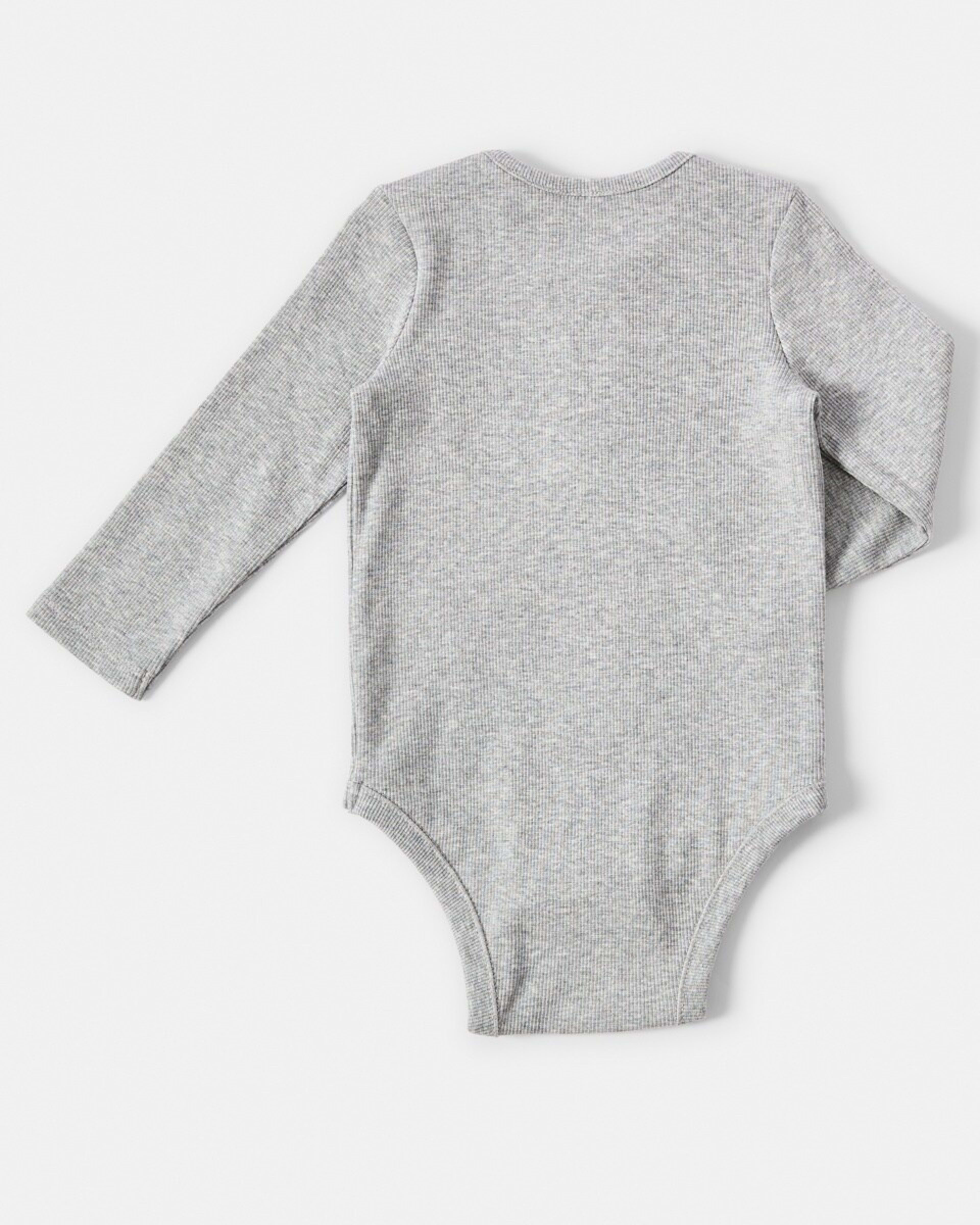 2 Henley Bodysuit Light Grey Marle, 2 of 3