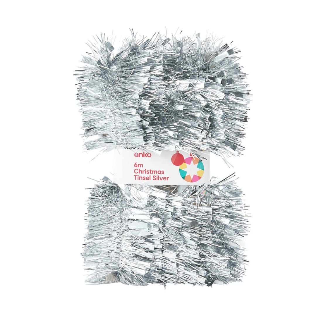 6m Christmas Tinsel Silver Kmart