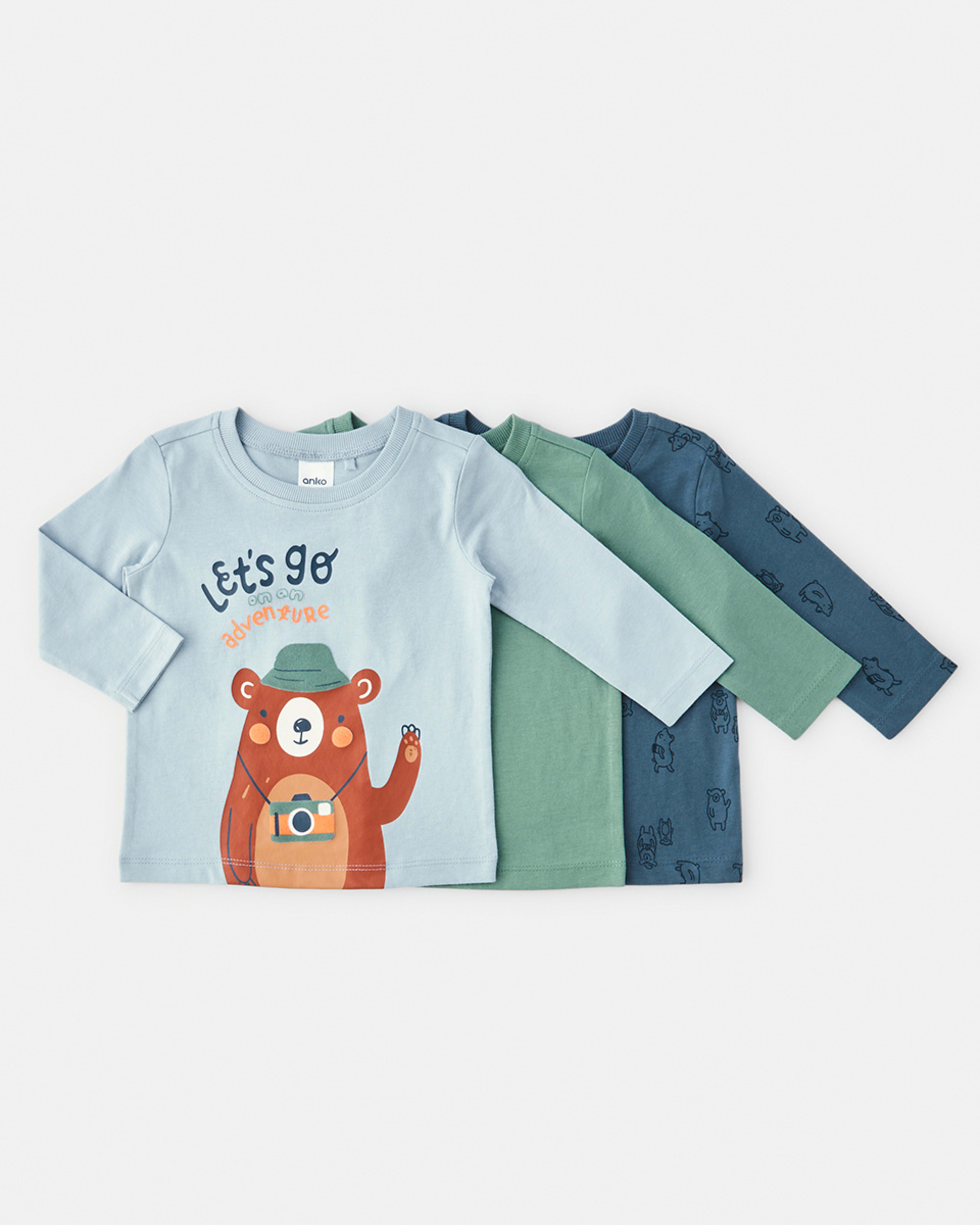 3 Pack Long Sleeve Tshirt Kmart