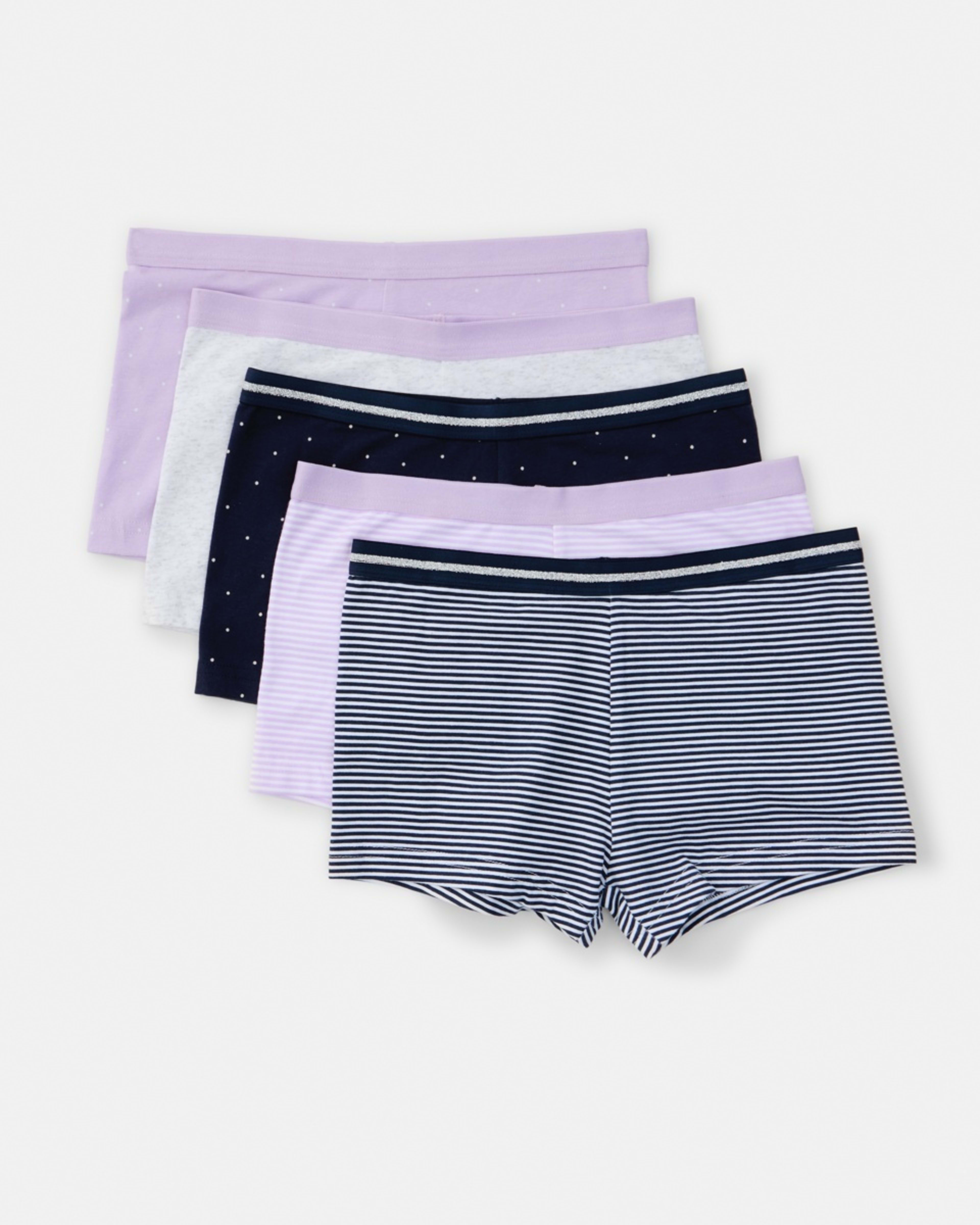 1 5 Pack Print Shorties PURPLES, 1 of 8