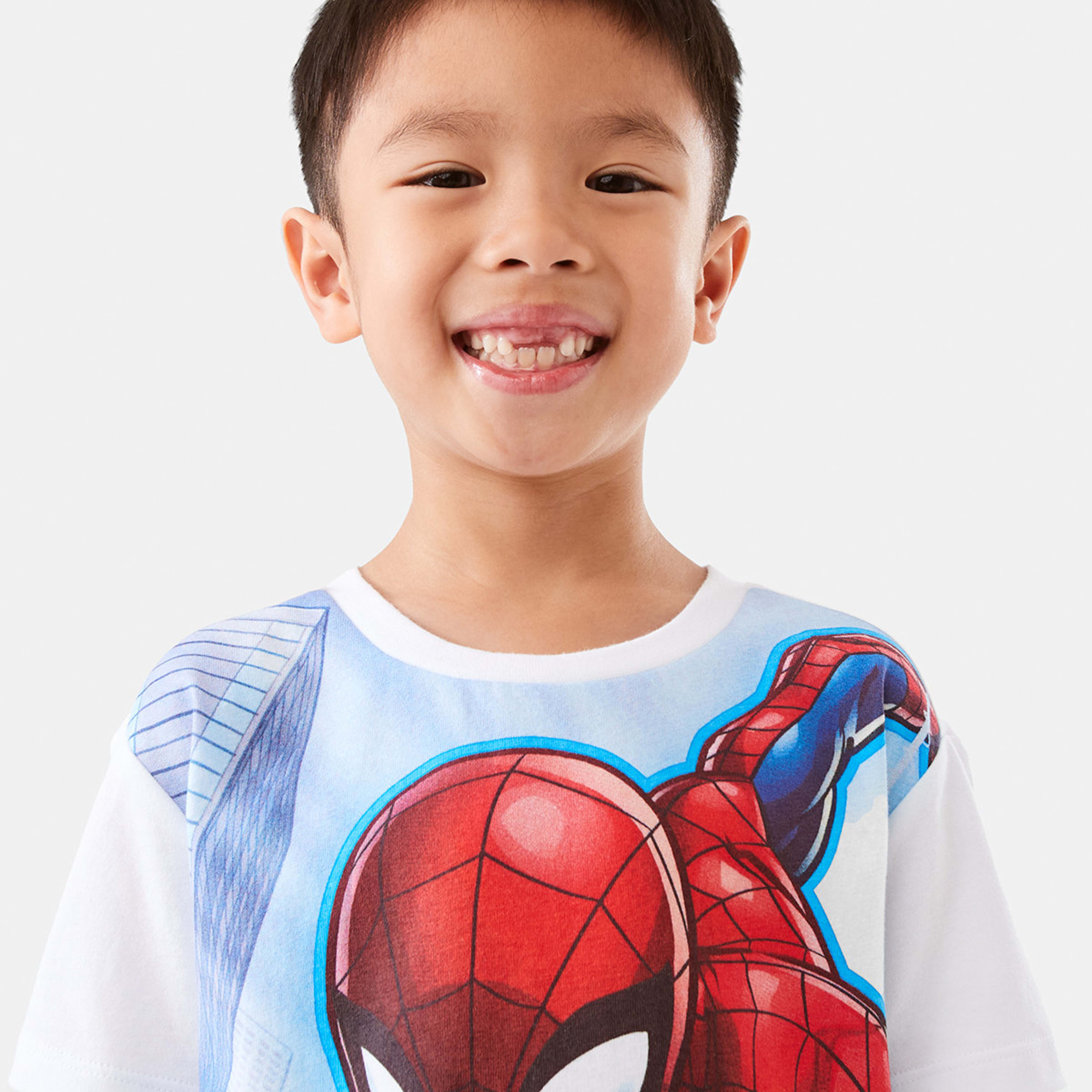 3 Spider-Man License Print T-shirt Spiderman Face Web White, 3 of 8