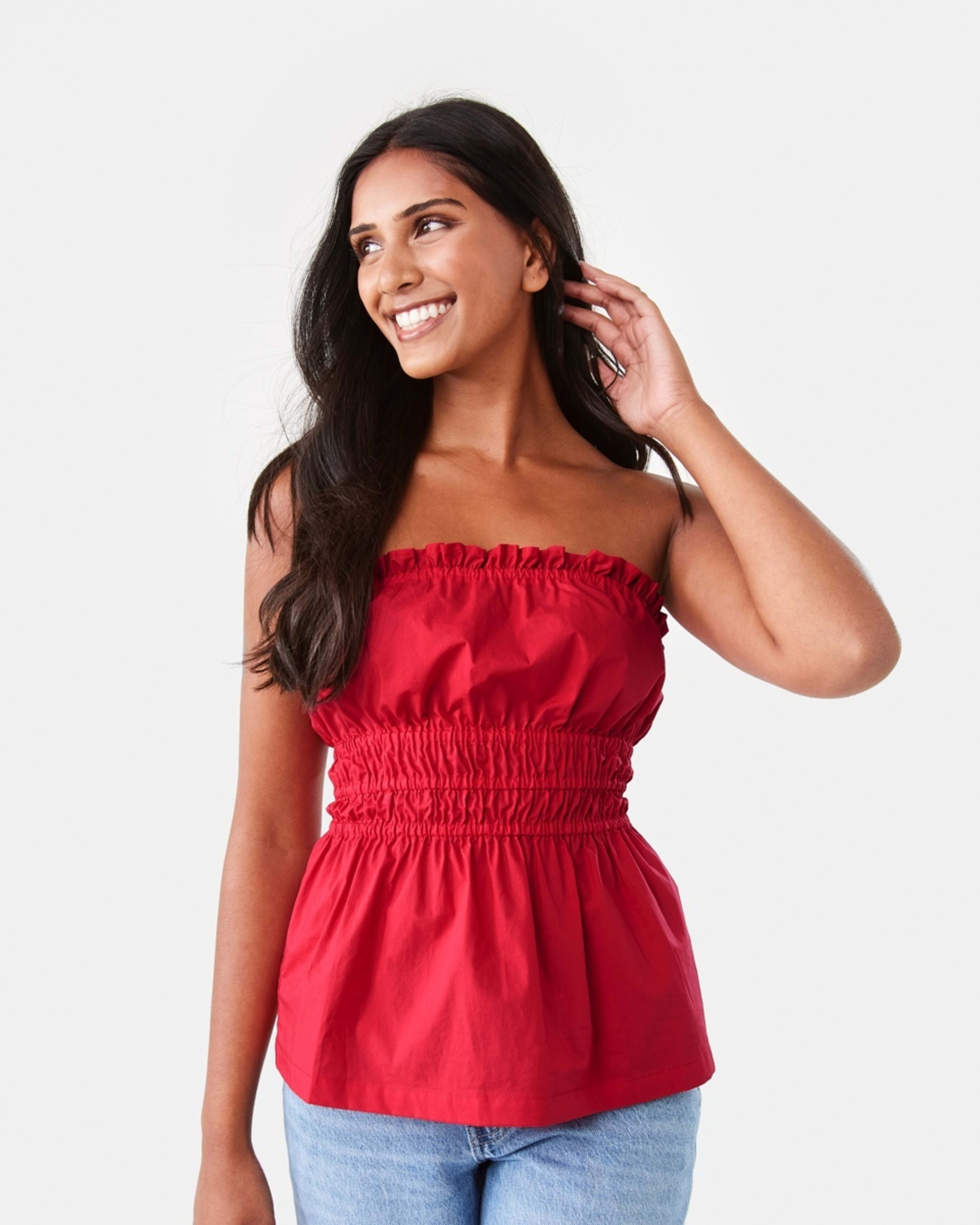 1 Strapless Ruched Top Strawberry