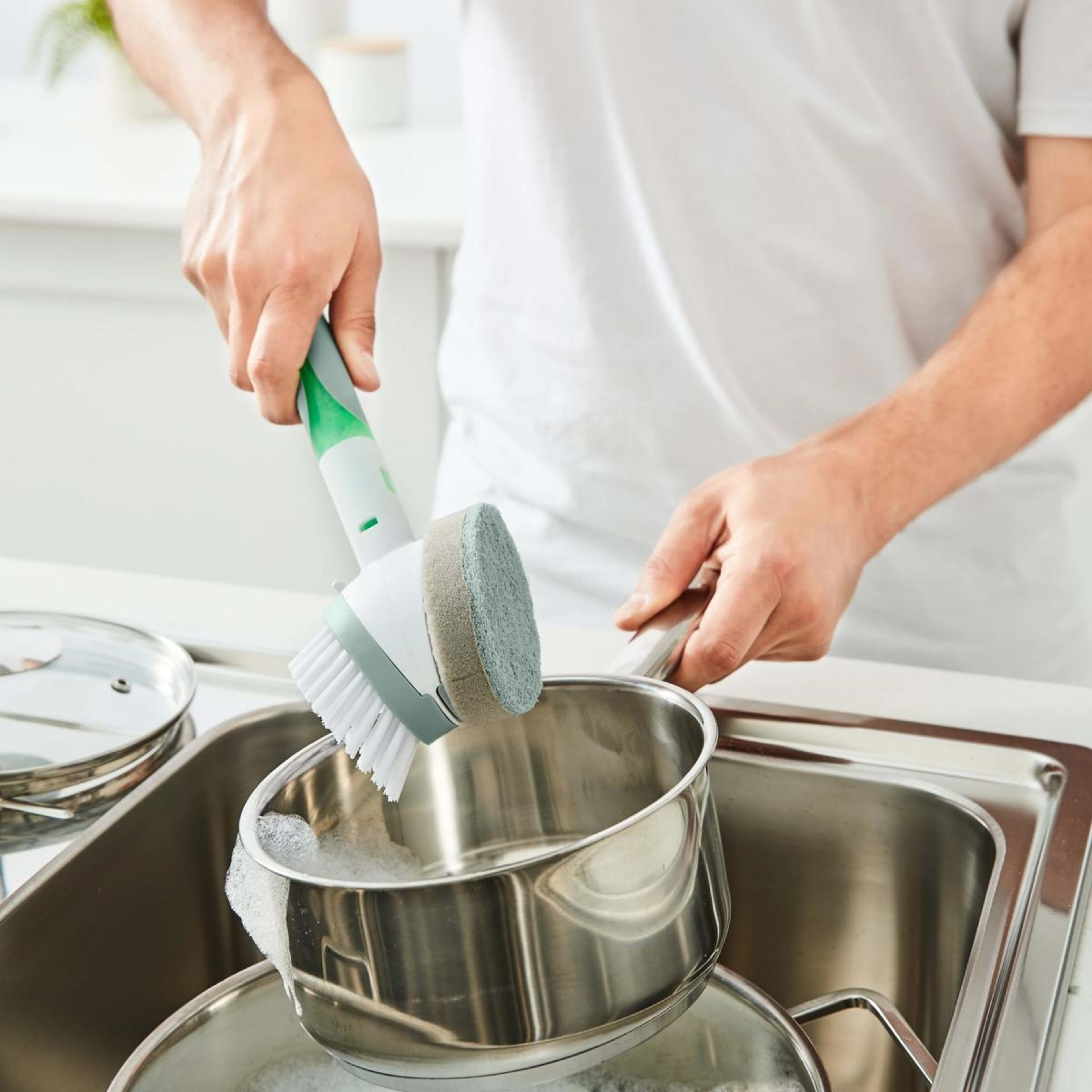 2 2-in-1 Dish Brush - White and Grey, 2 of 10