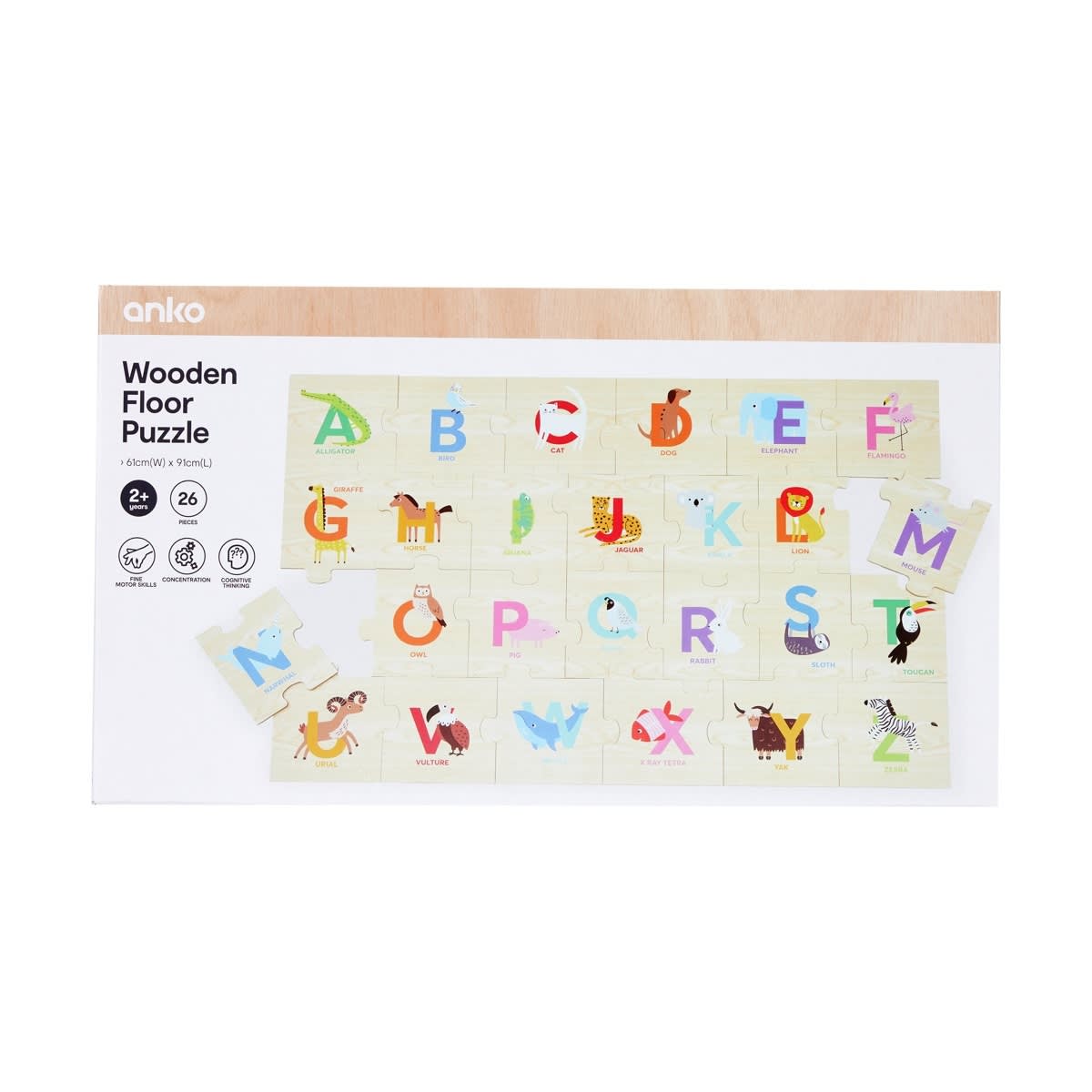 26 Piece Wooden Floor Puzzle Kmart