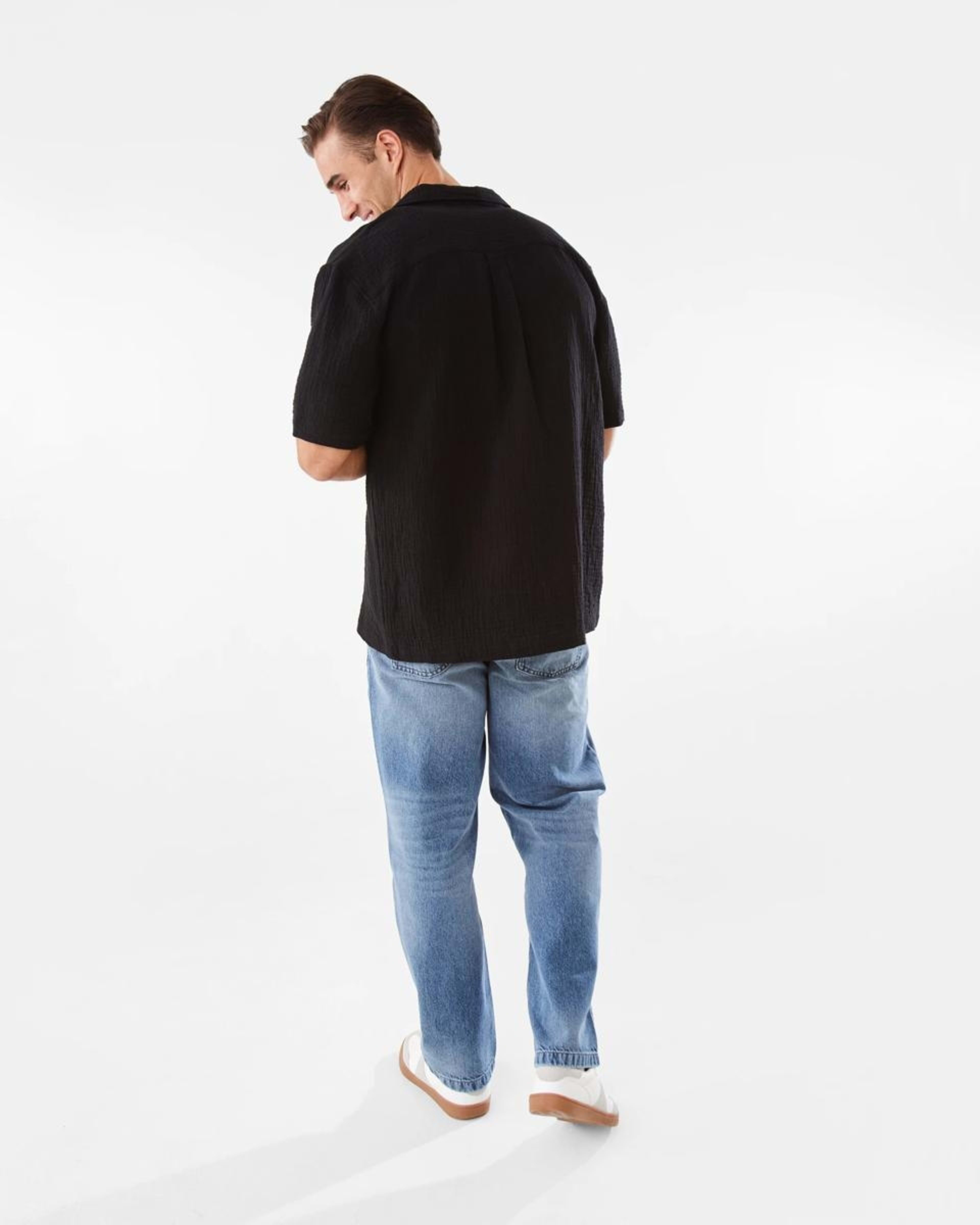 4 Short Sleeve Double Cloth Shirt BLACK, 4 of 7