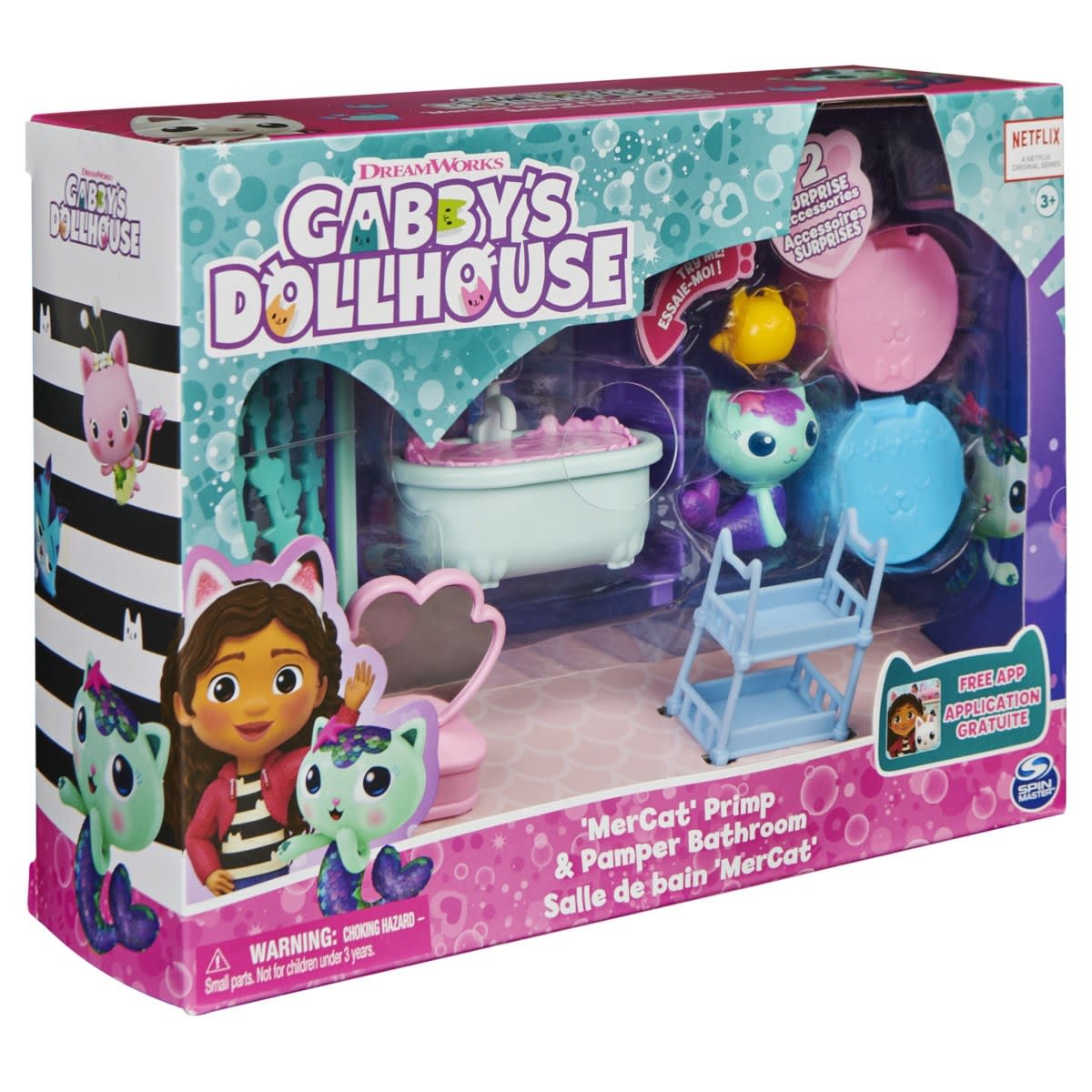 DreamWorks Gabby's Dollhouse MerCat Primp And Pamper Bathroom Set - Kmart