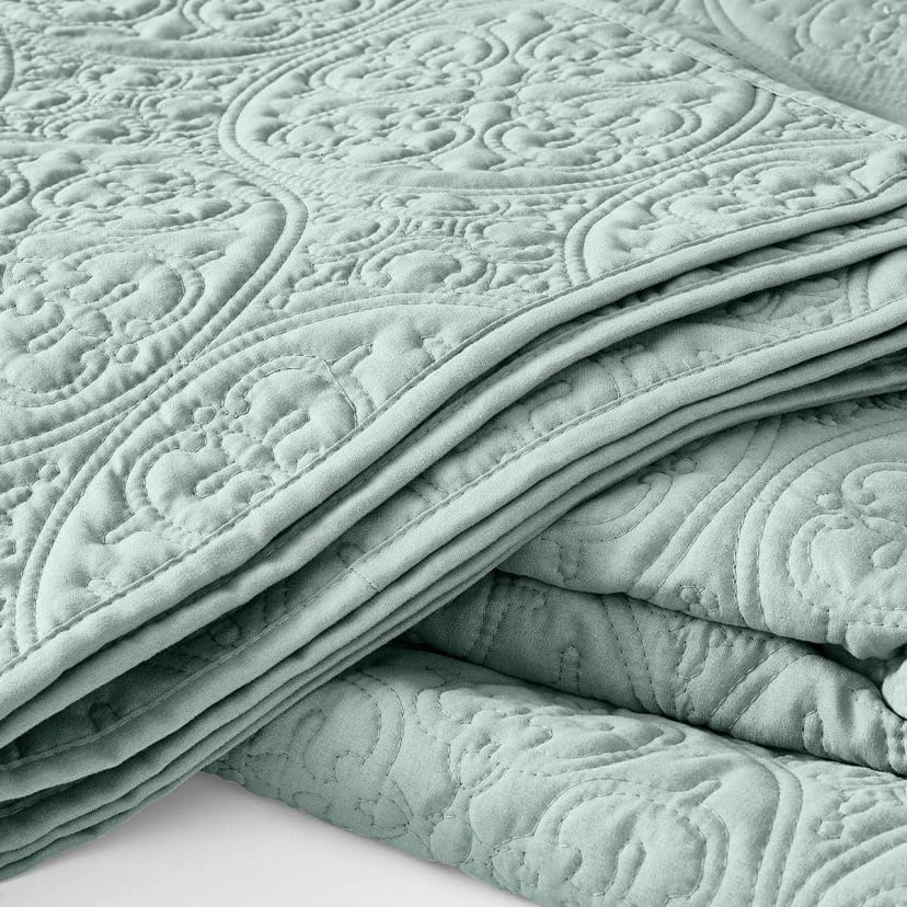 Aria Coverlet Set Queen/King Bed, Sage Kmart