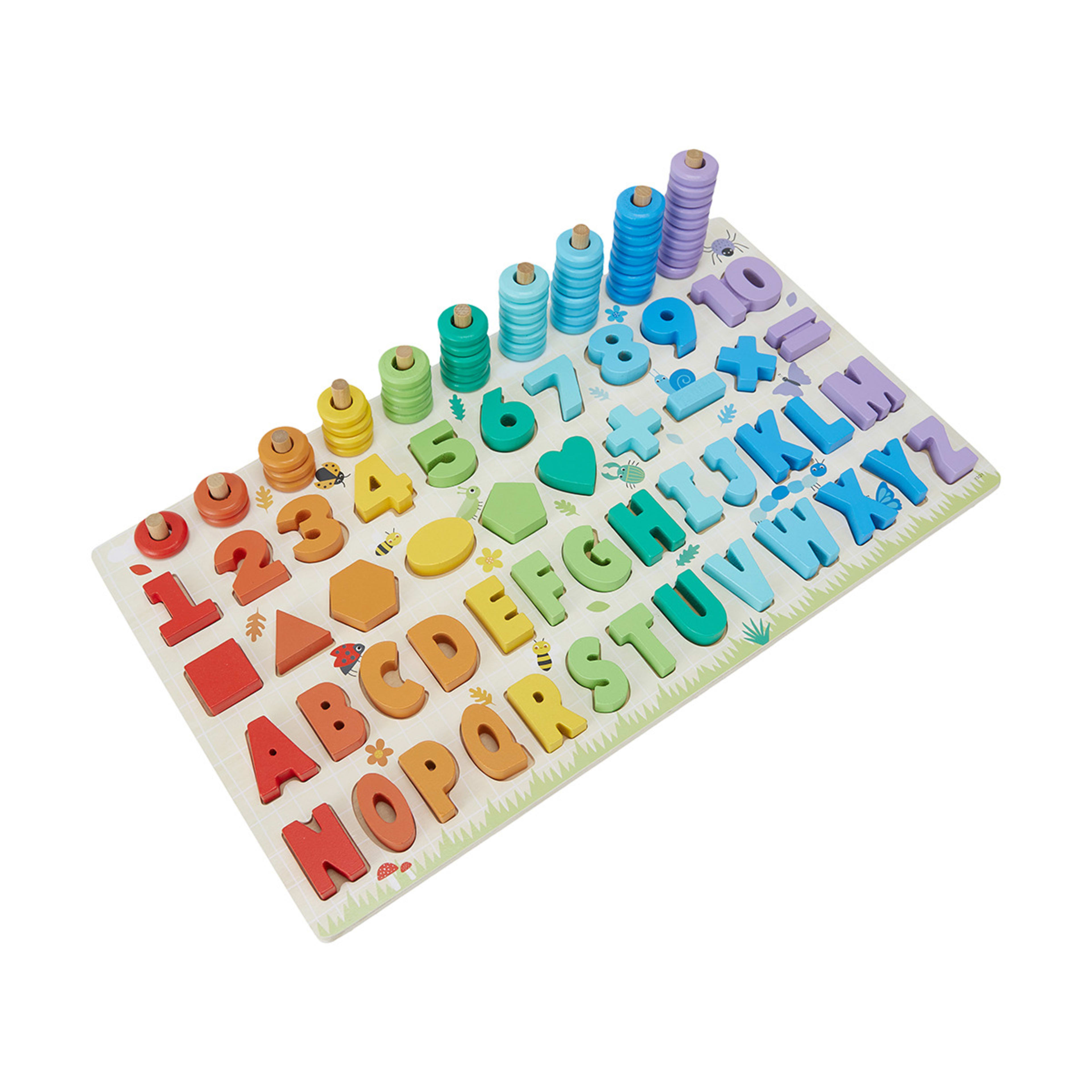 112 Piece Large Wooden Stack, Shape & Count Puzzle Kmart