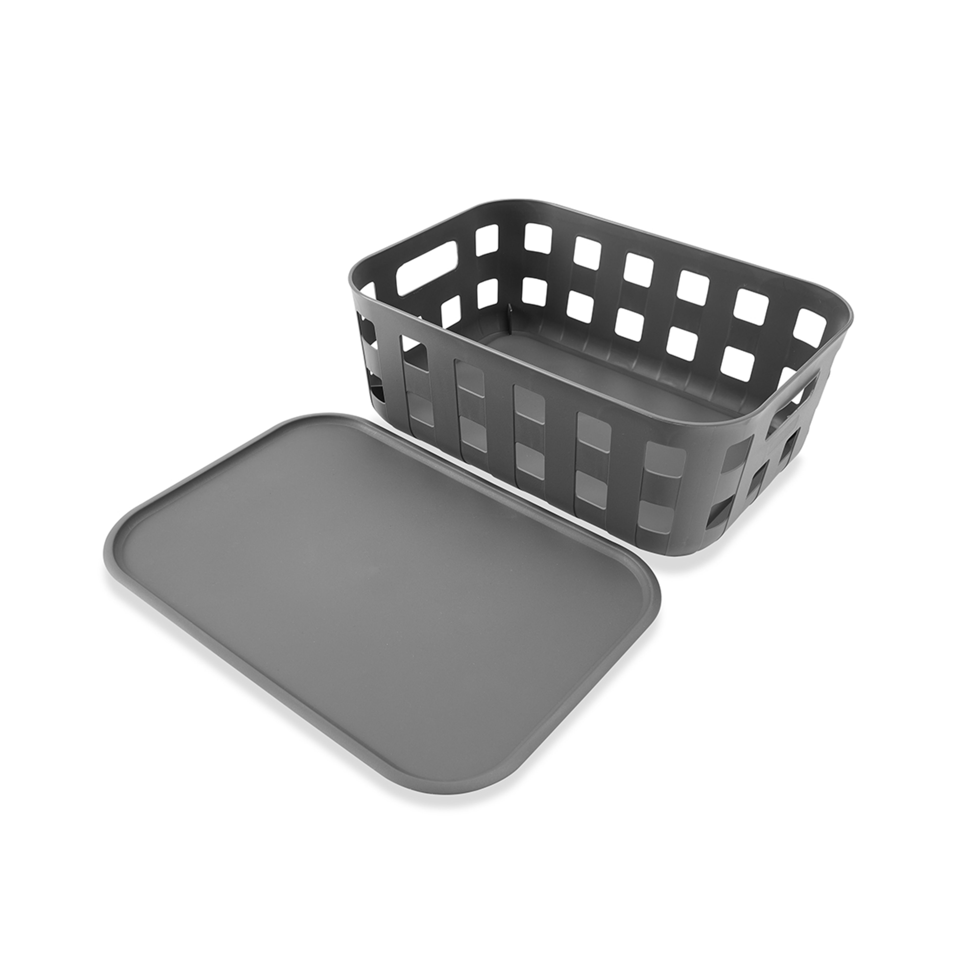 5 12L Rectangle Trellis Basket with Lid - Charcoal, 5 of 9