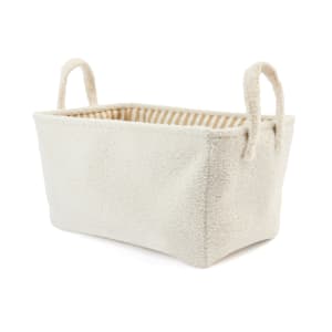 Rectangle Boucle Basket with Stripe Liner - W