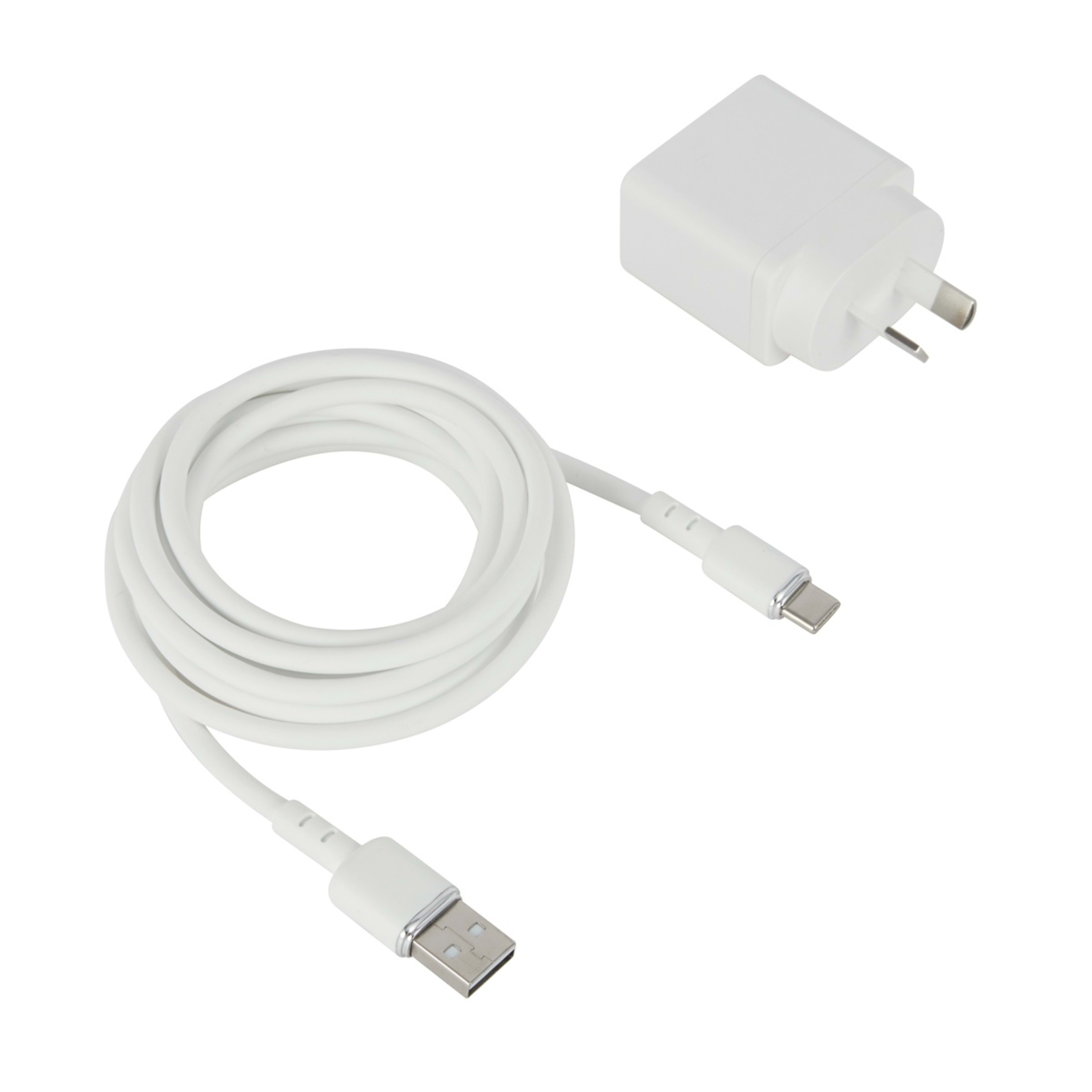 1 Wall USB Charger with USB-A to USB-C - White