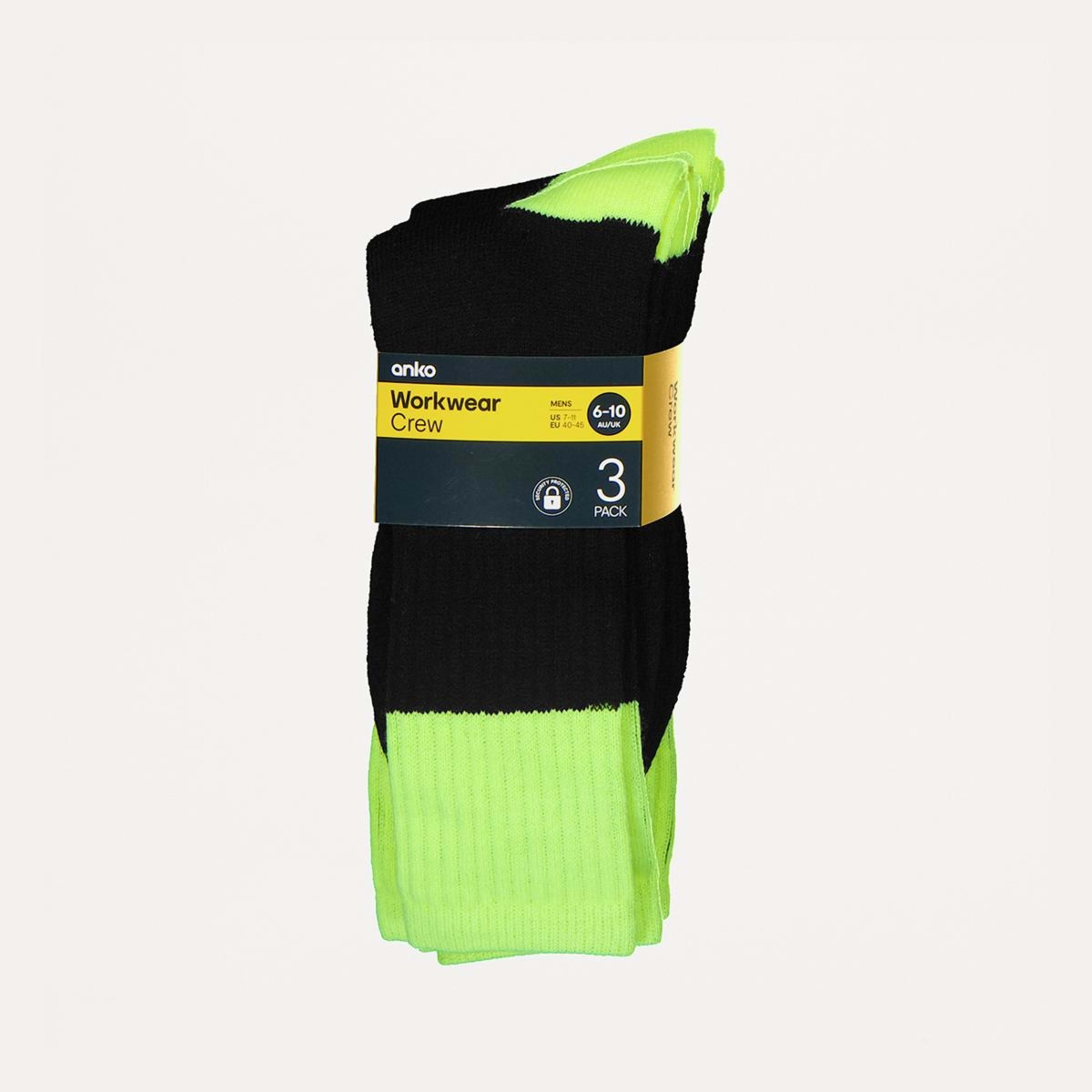3 3 Pack Work Socks Black Yellow Top, 3 of 3