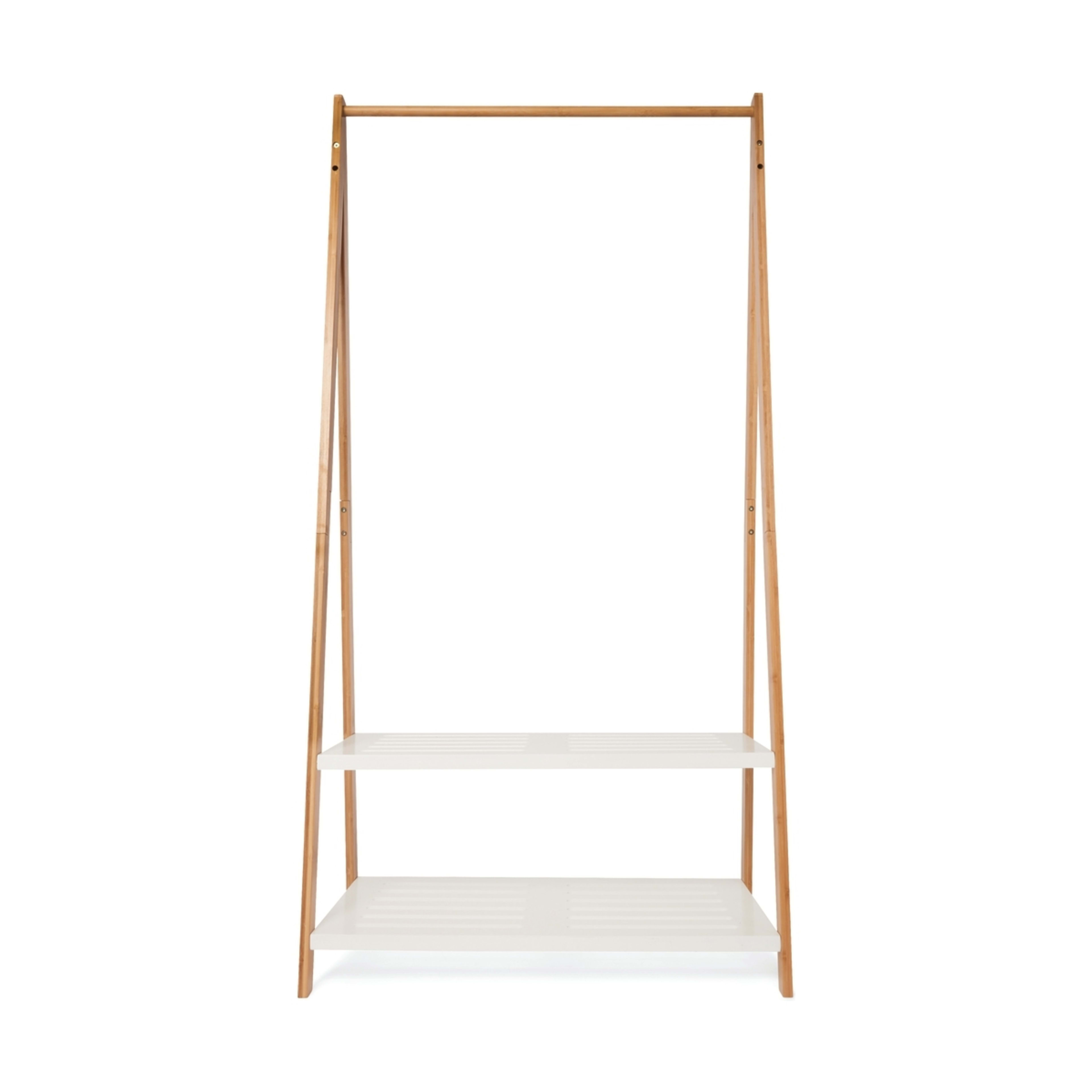 3 Bamboo Garment Rack with White Shelves, 3 of 4