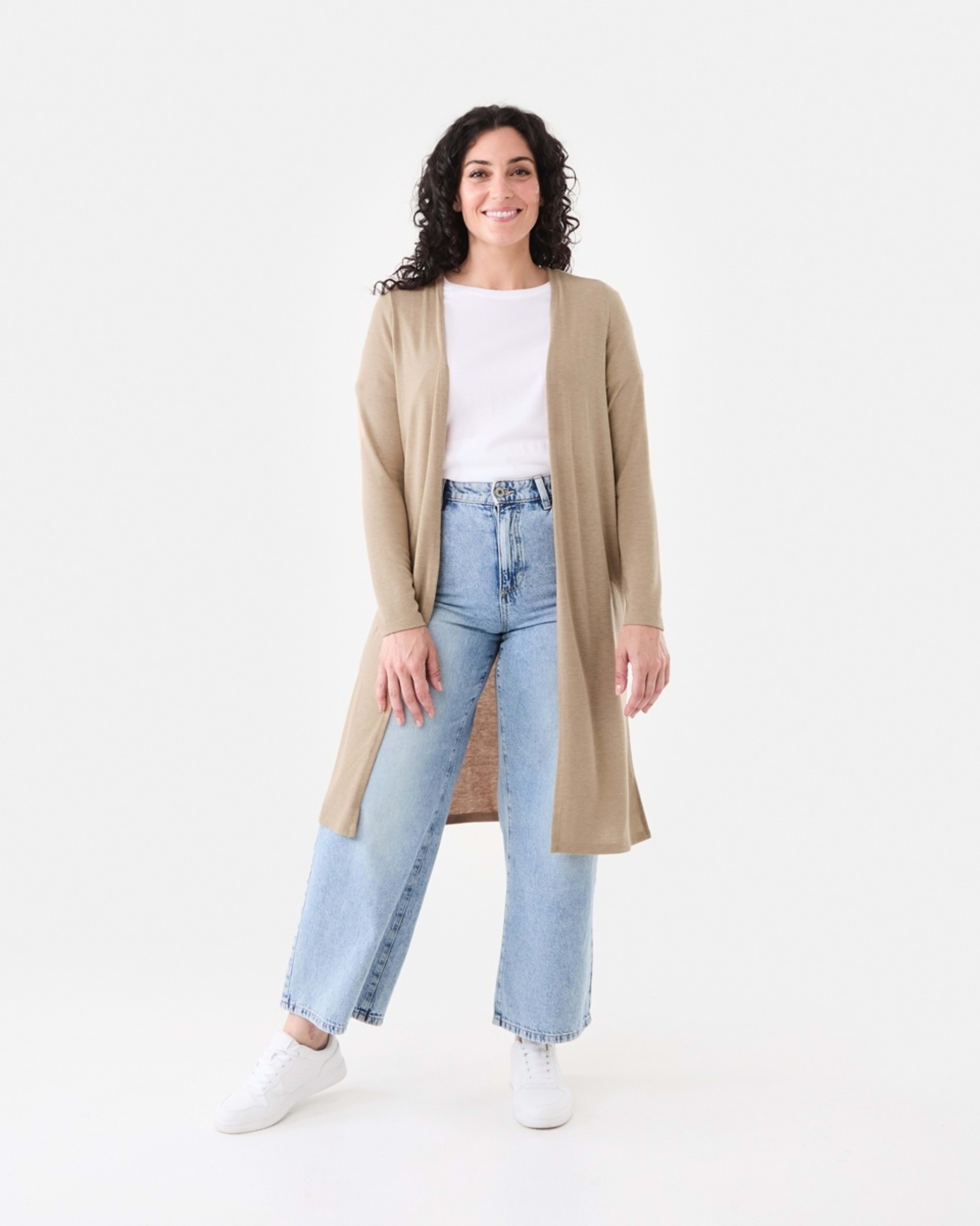 1 Long Sleeve Cardigan Sand Mrl