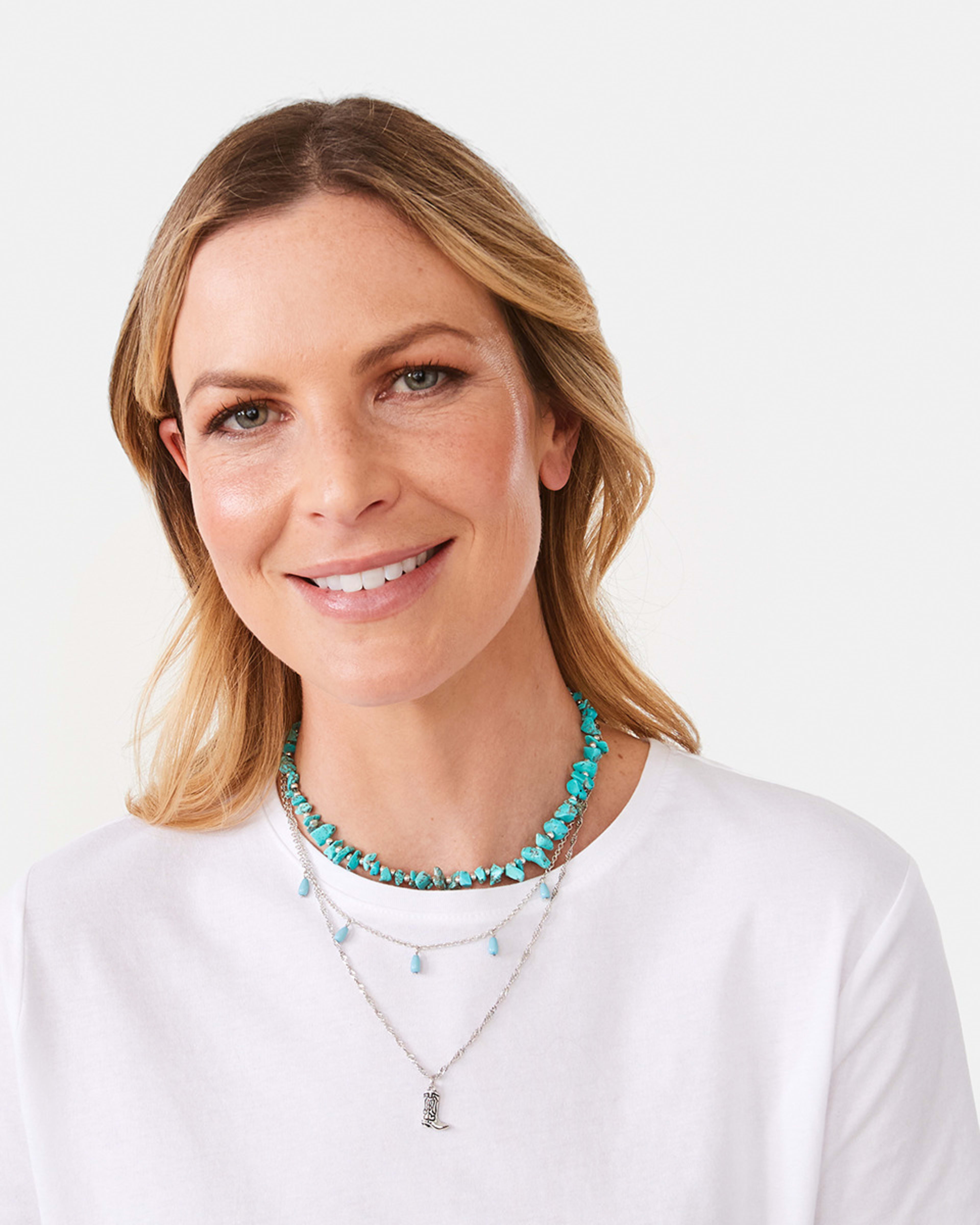 3 3 Pack Turquoise Layered Necklace - Blue and Silver Tone Silver, 3 of 4