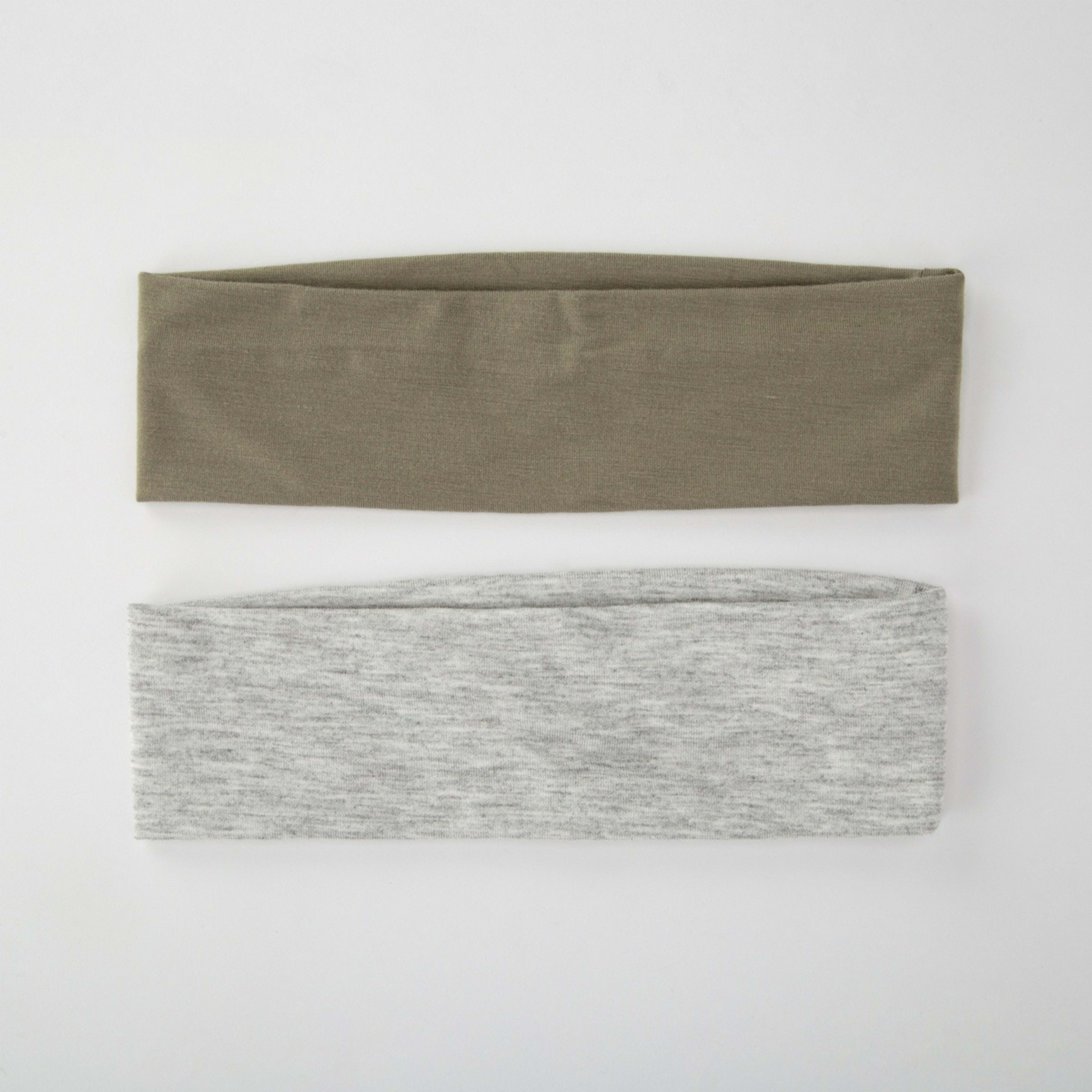 1 2 Pack Stretch Fabric Headband - Khaki and Grey, 1 of 5
