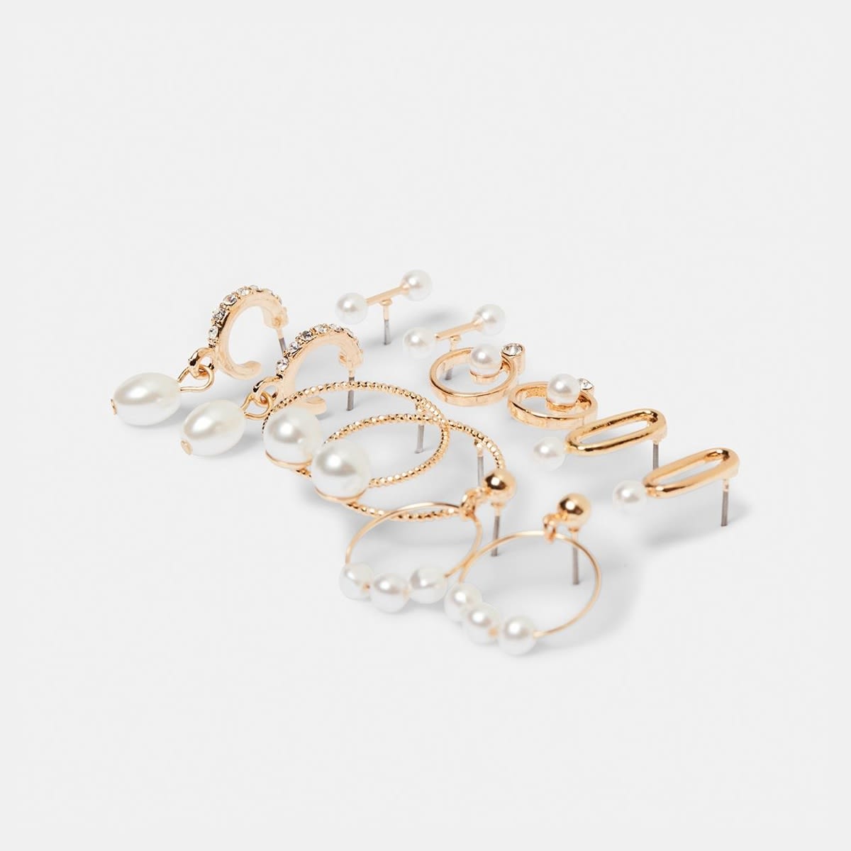 6 Pack Faux Pearl Hoop Earrings Gold Tone Kmart