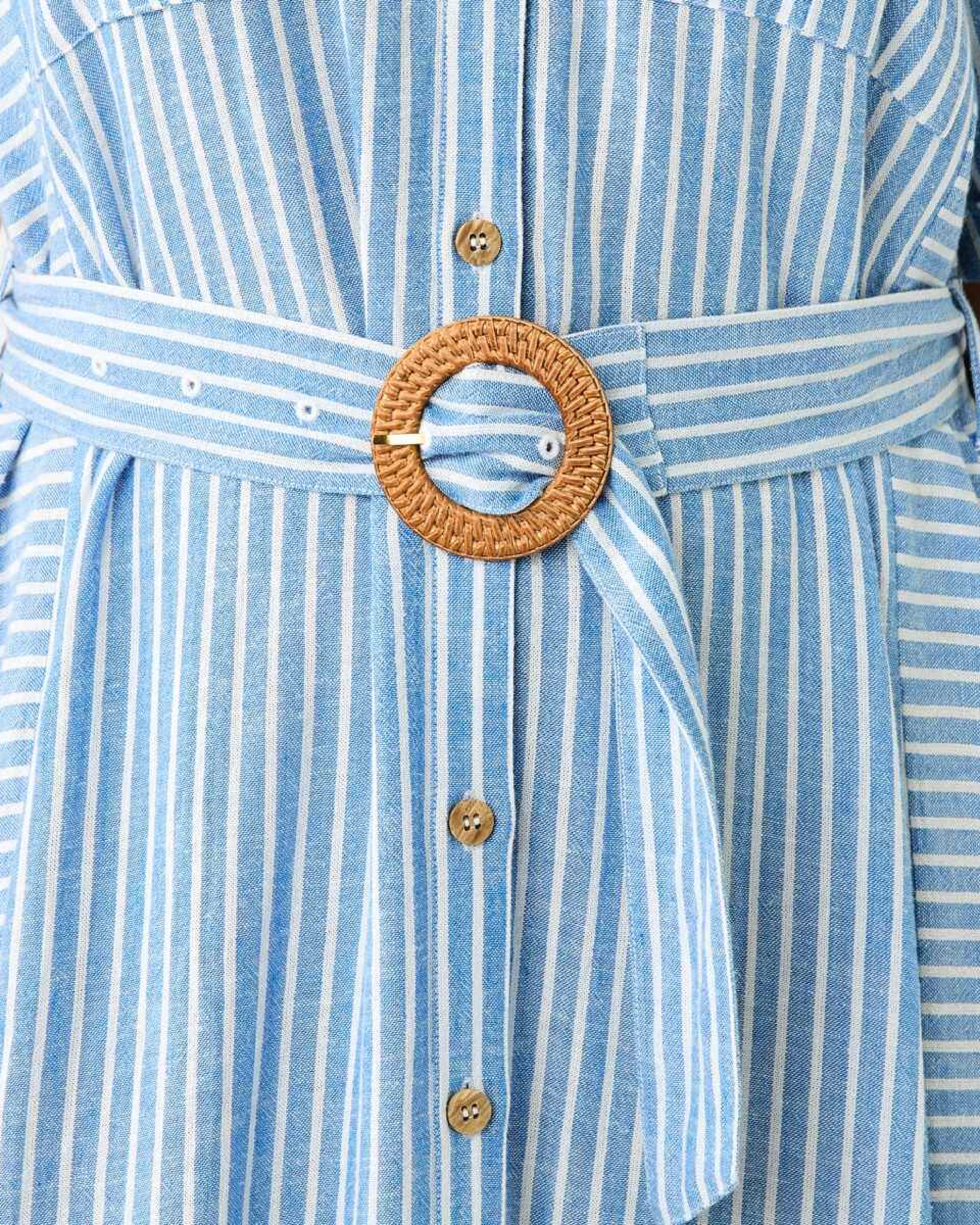 7 Short Sleeve Utility Shirt Midi Dress RESORT STRIPE BLUE MARINE, 7 of 8