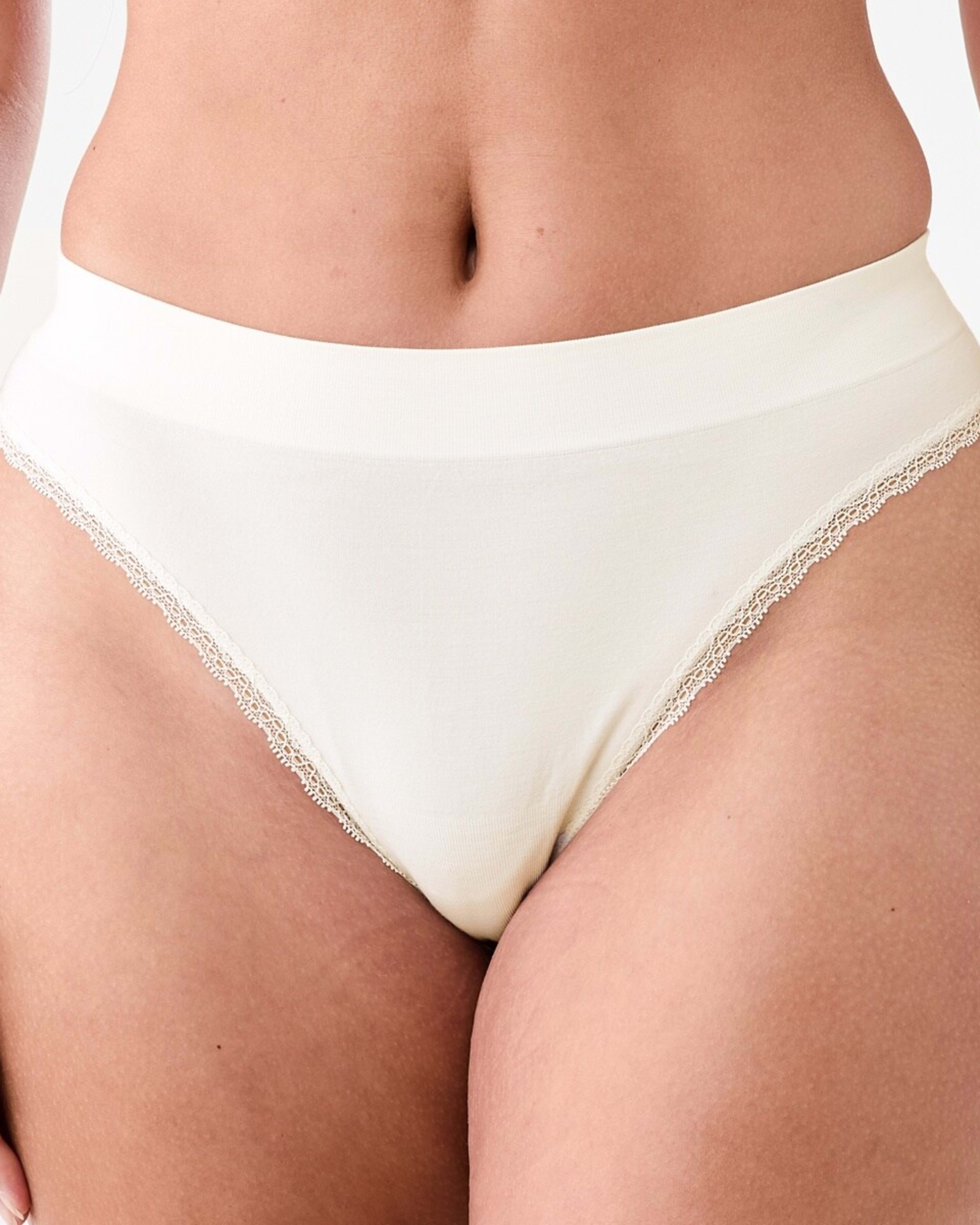 5 3 Pack Seamfree Bamboo Lace G-string Briefs PINK CHALK, WHISPER WHITE, LIGHT FAWN, 5 of 8