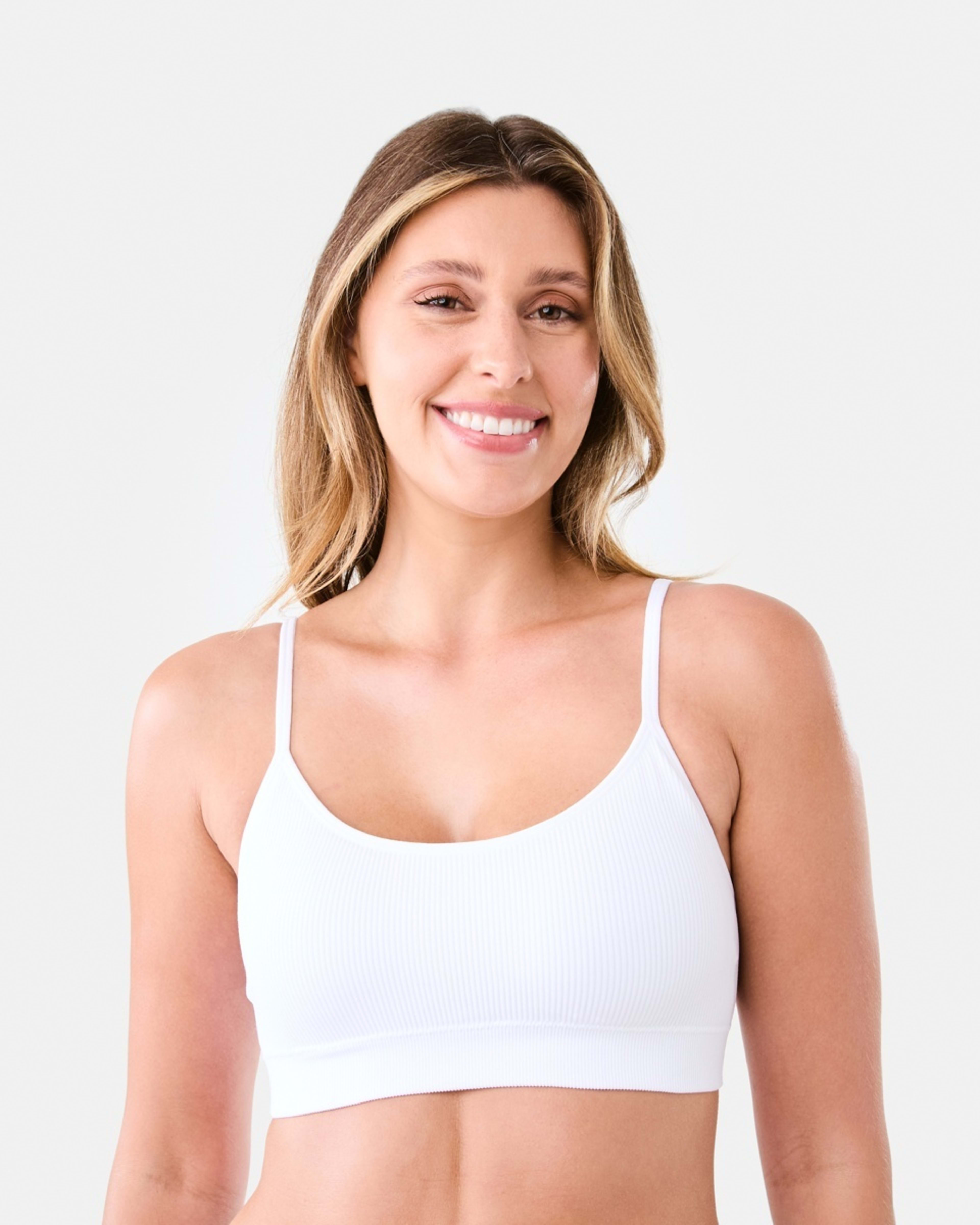 1 Seamfree Rib Crop Bra White