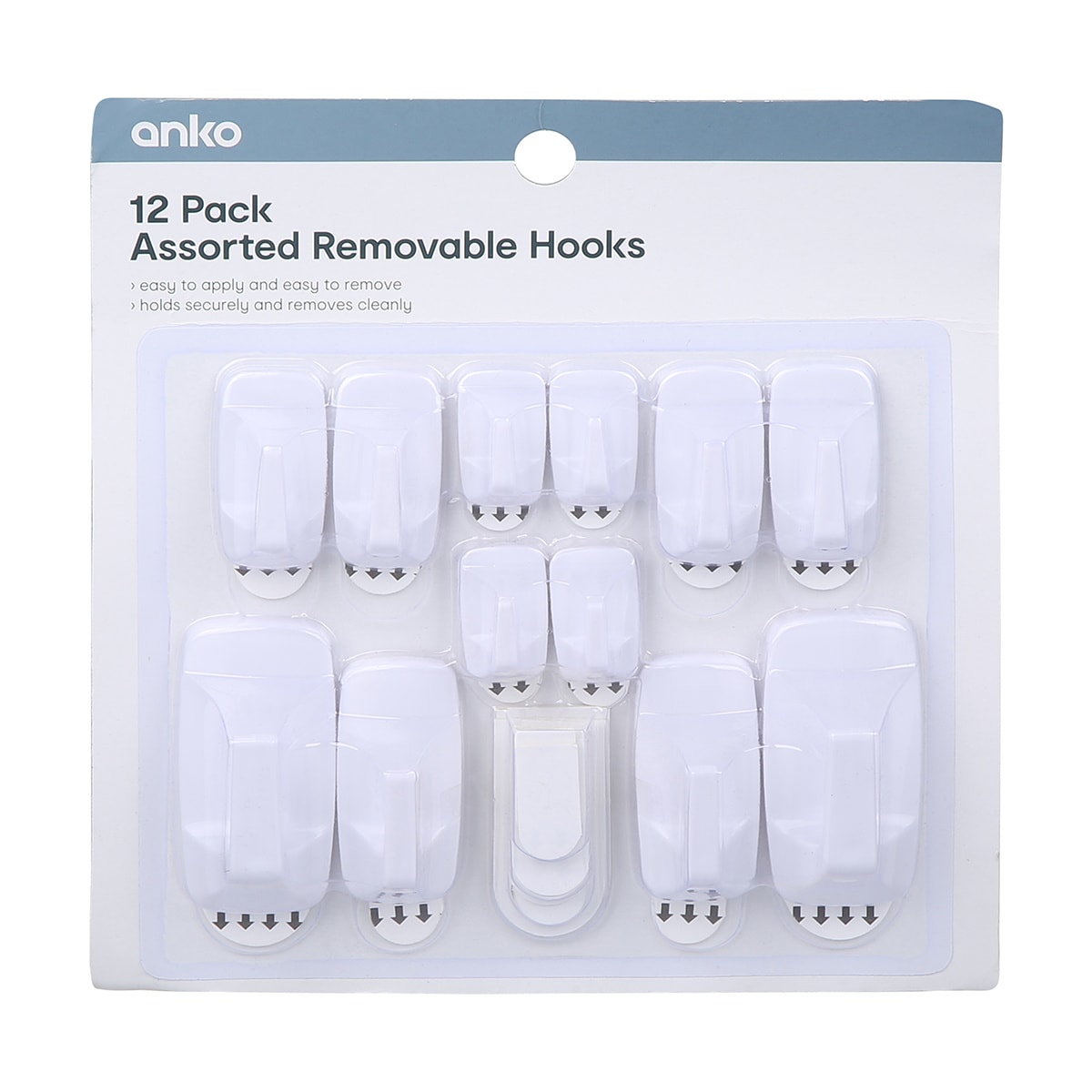 Assorted Removable Hooks - Pack of 12 - Kmart