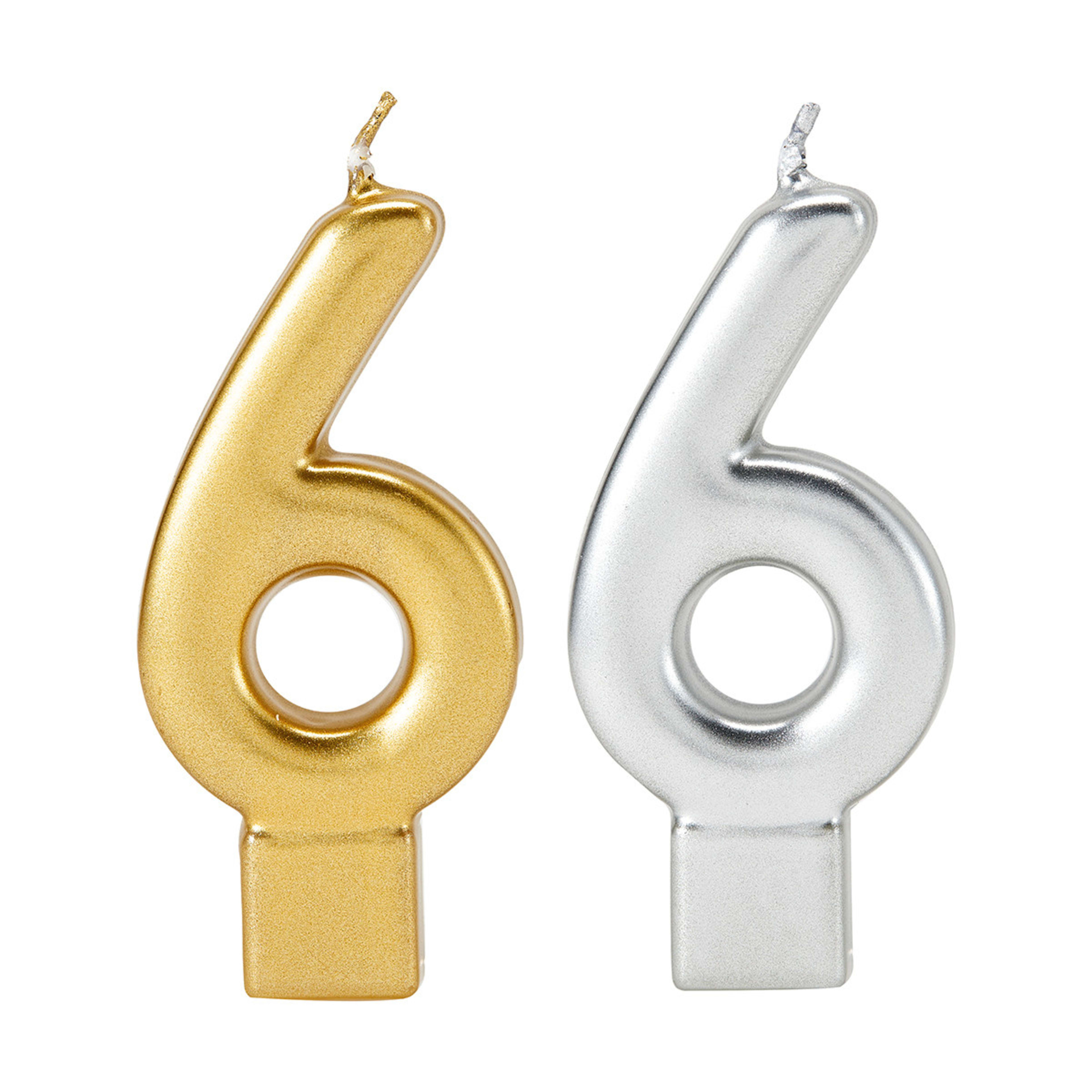 Metallic Candle Number 6 Assorted Kmart