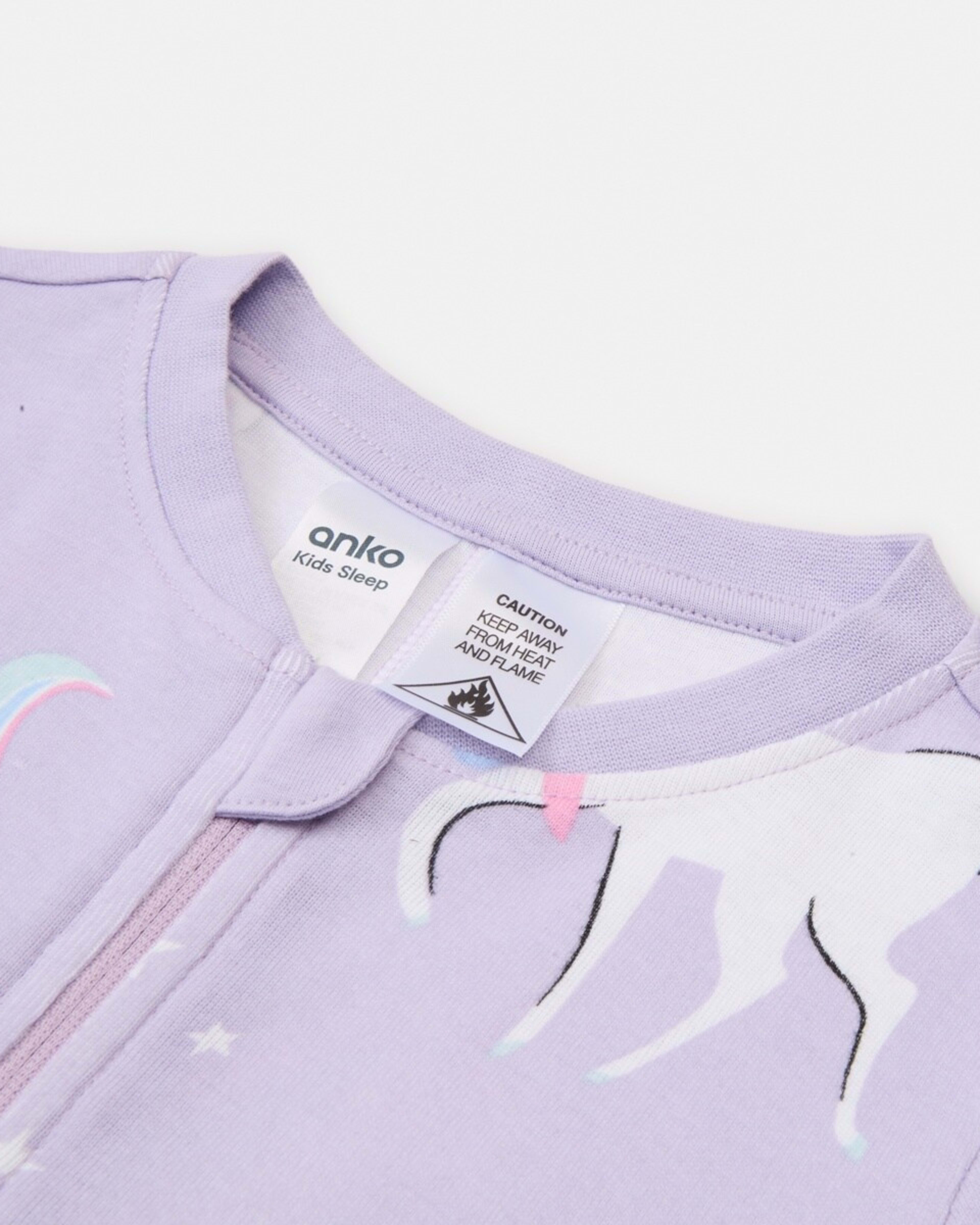 8 Rib All-In-One Sleepsuit Purple Unicorn, 8 of 9