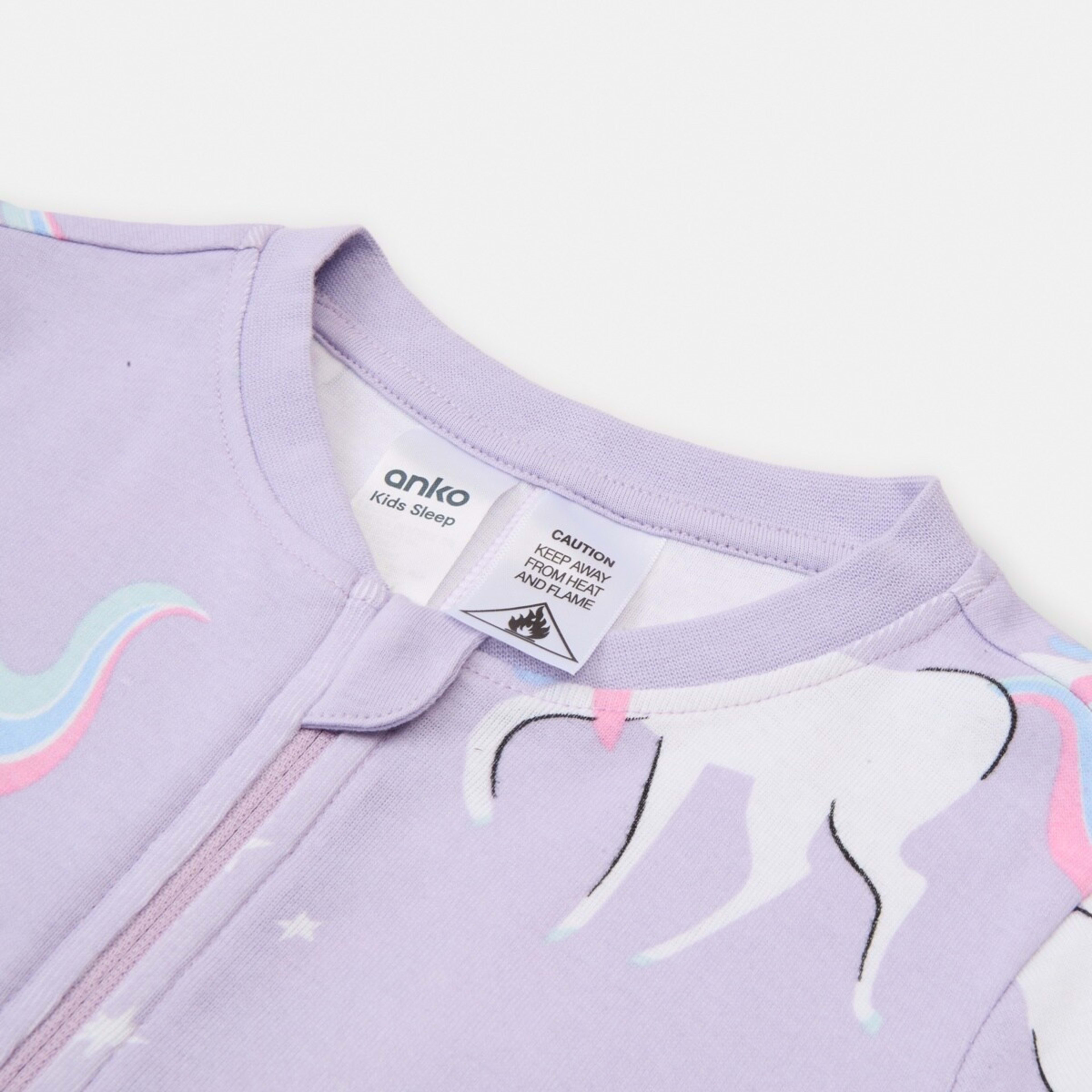 8 Rib All-In-One Sleepsuit Purple Unicorn, 8 of 9
